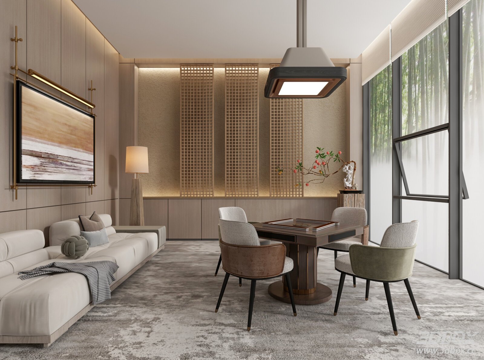 Wabi Sabi Mahjong Game Room Interior Scene