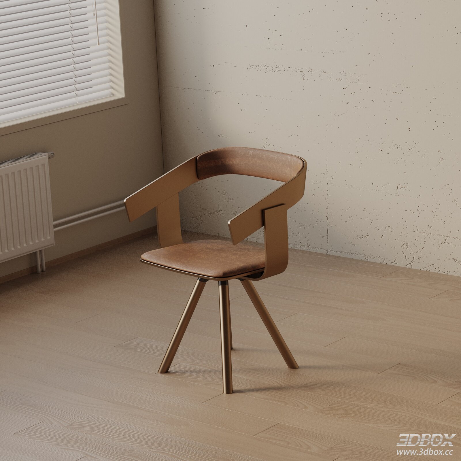 Modern Minimalist Dining Chair with Leather Upholstery