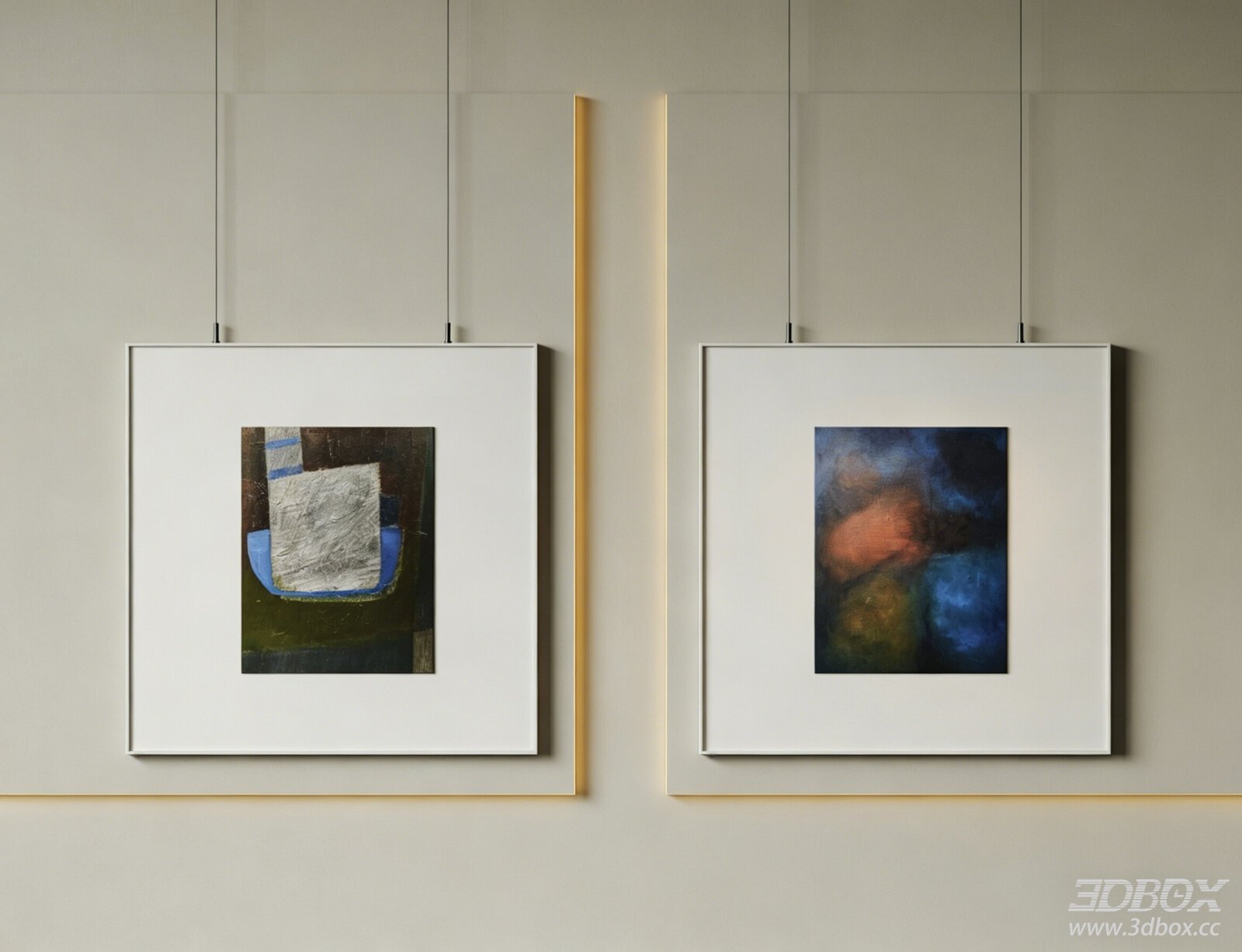 Modern Minimalist Abstract Framed Wall Art Set