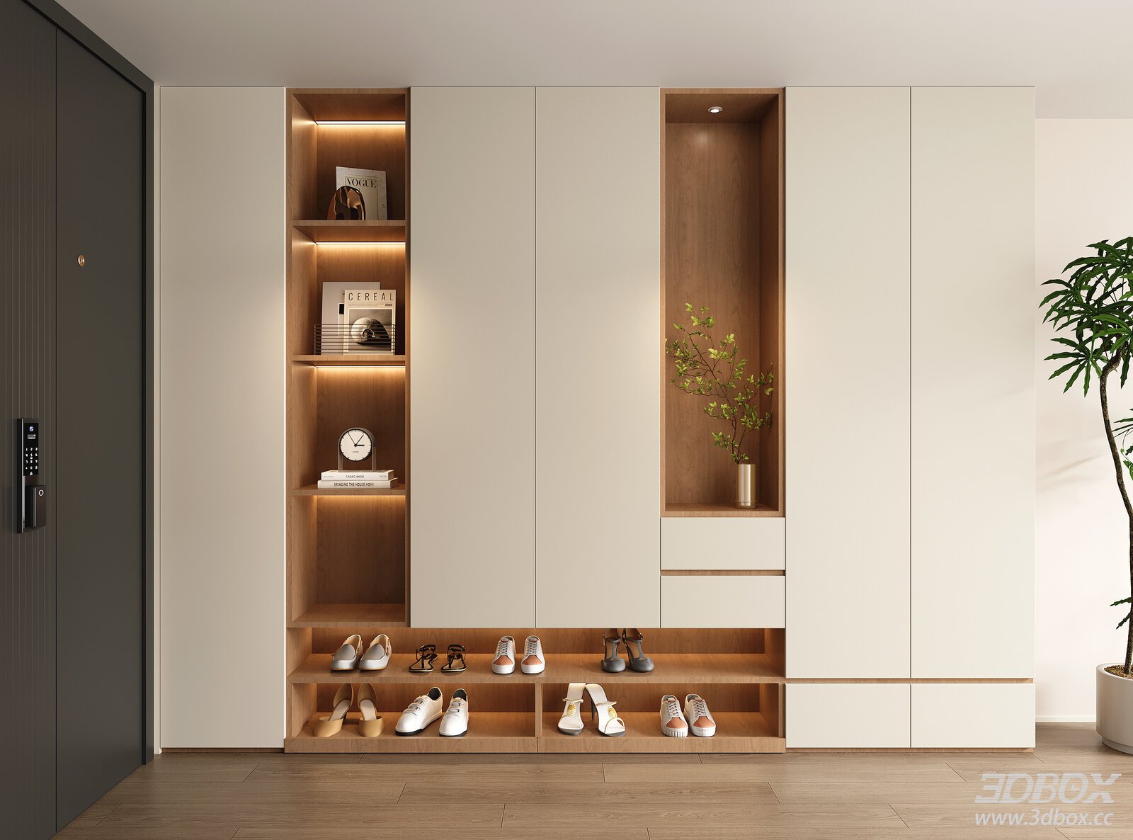 Modern Cream Style Hallway Shoe Cabinet