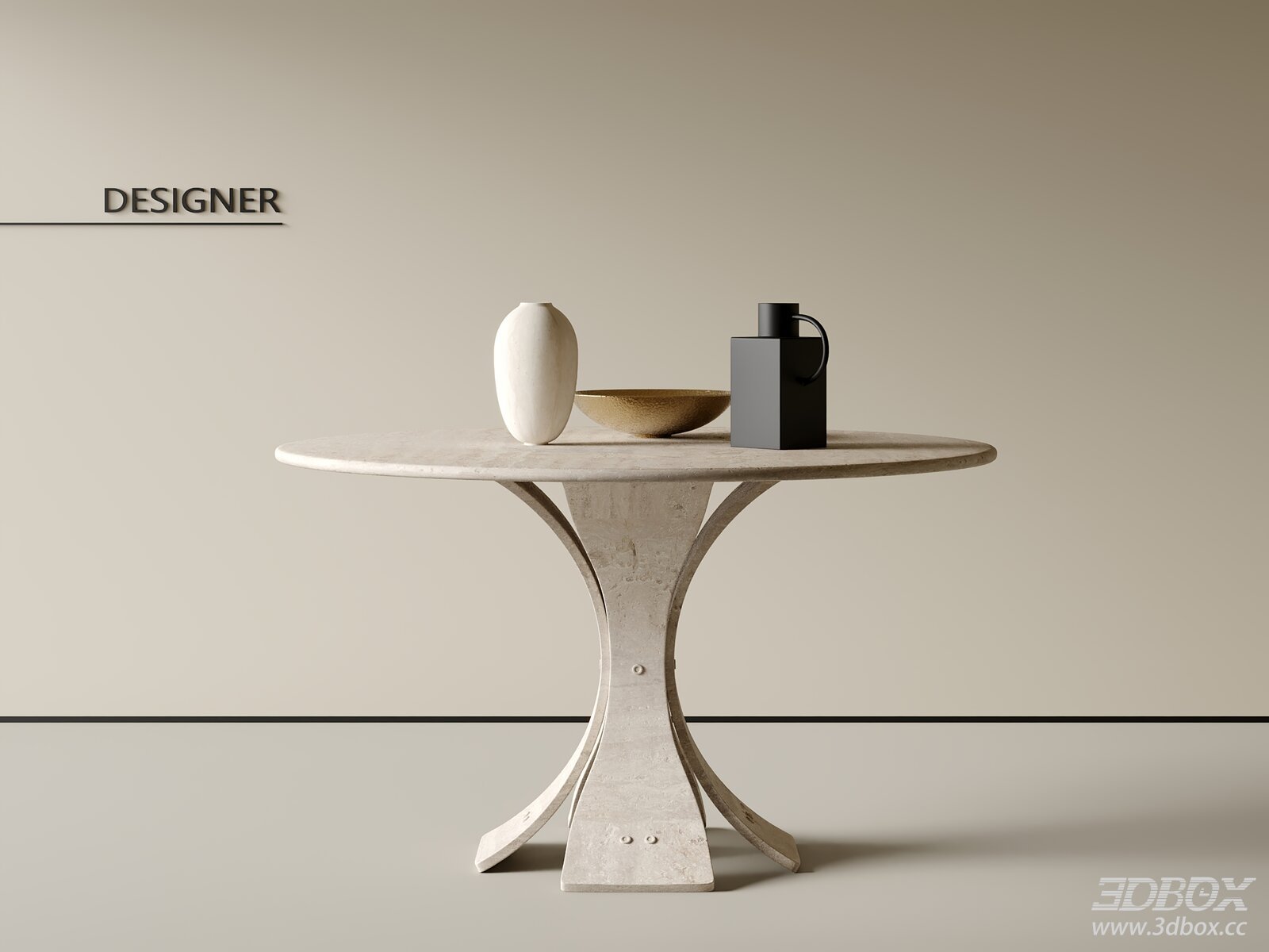 Vintage Travertine Round Dining Table