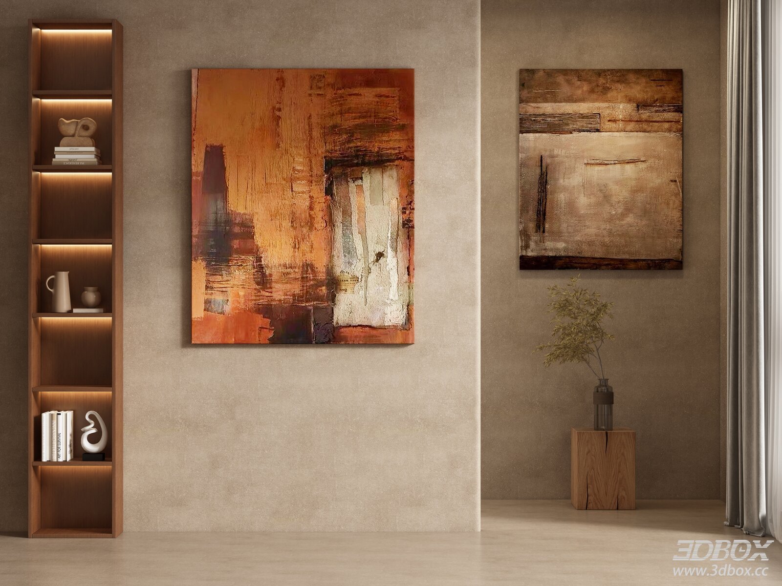 Mid Century Wabi Sabi Abstract Wall Art Painting Set