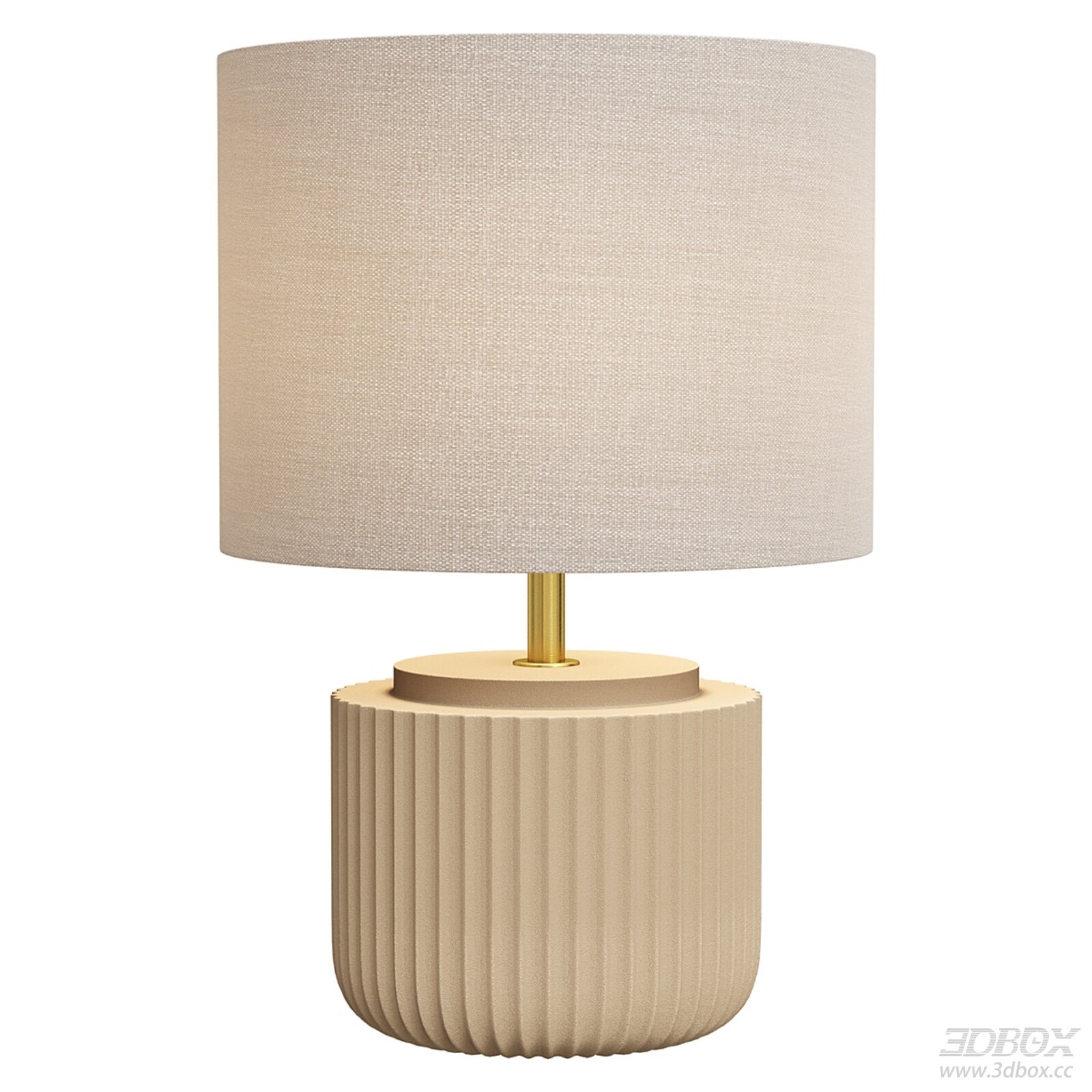 Modern Beige Fluted Base Table Lamp with Fabric Shade