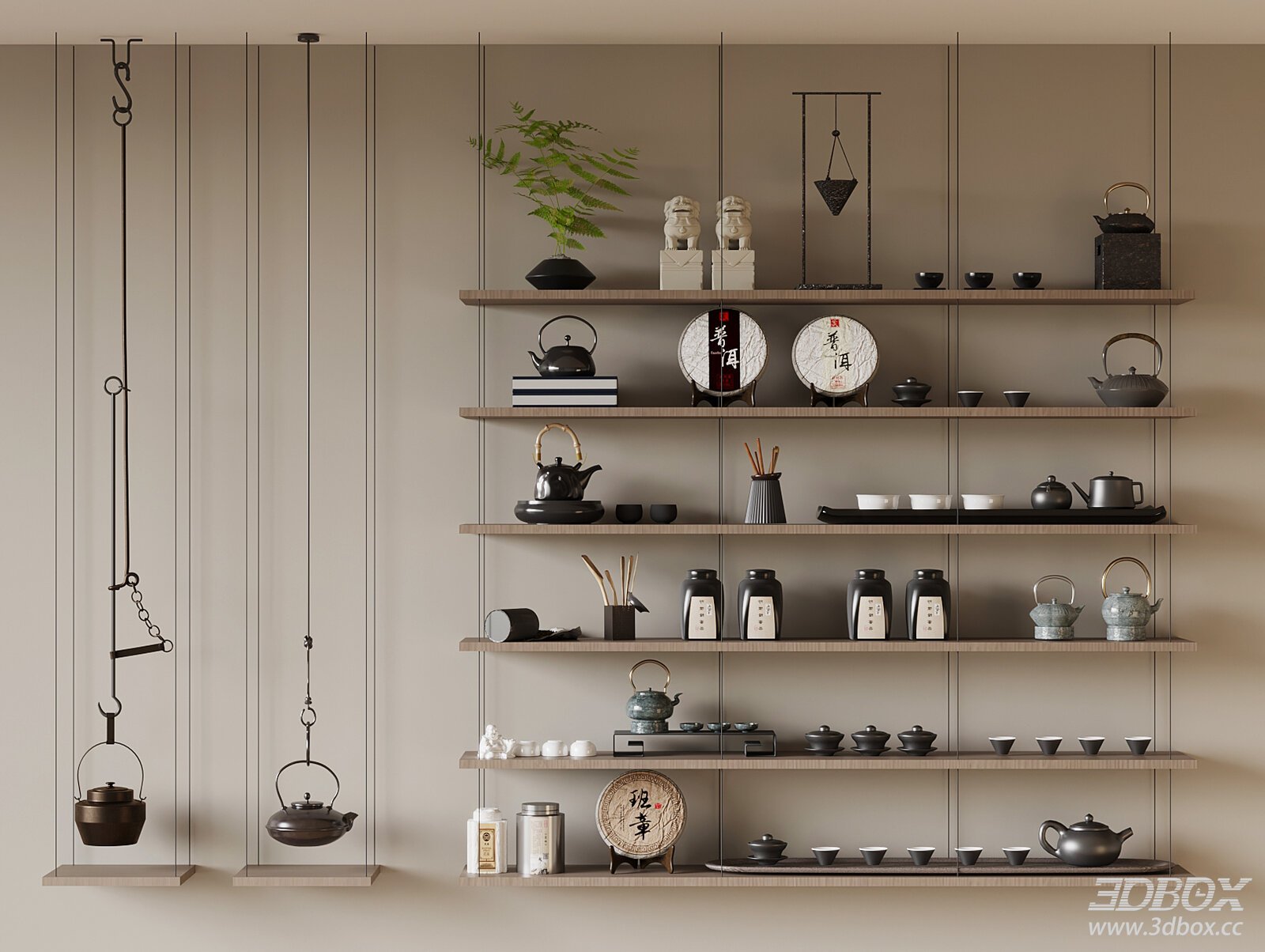 New Chinese Style Tea Set Display Shelf Decor Set