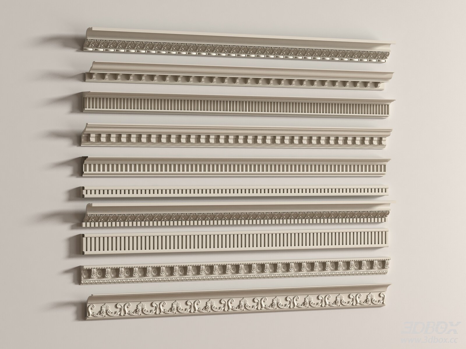 French Style Ornate Decorative Plaster Cornice Set