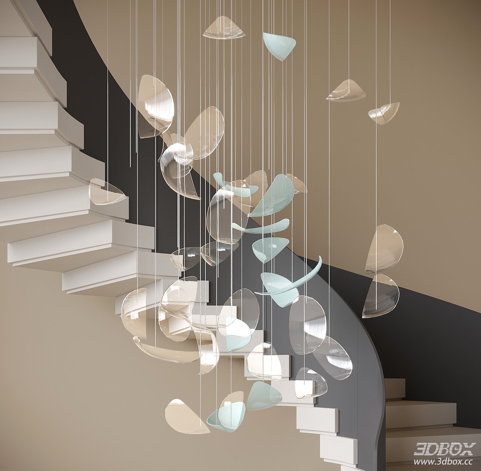 Modern Glass Spiral Staircase Chandelier Ceiling Lamp