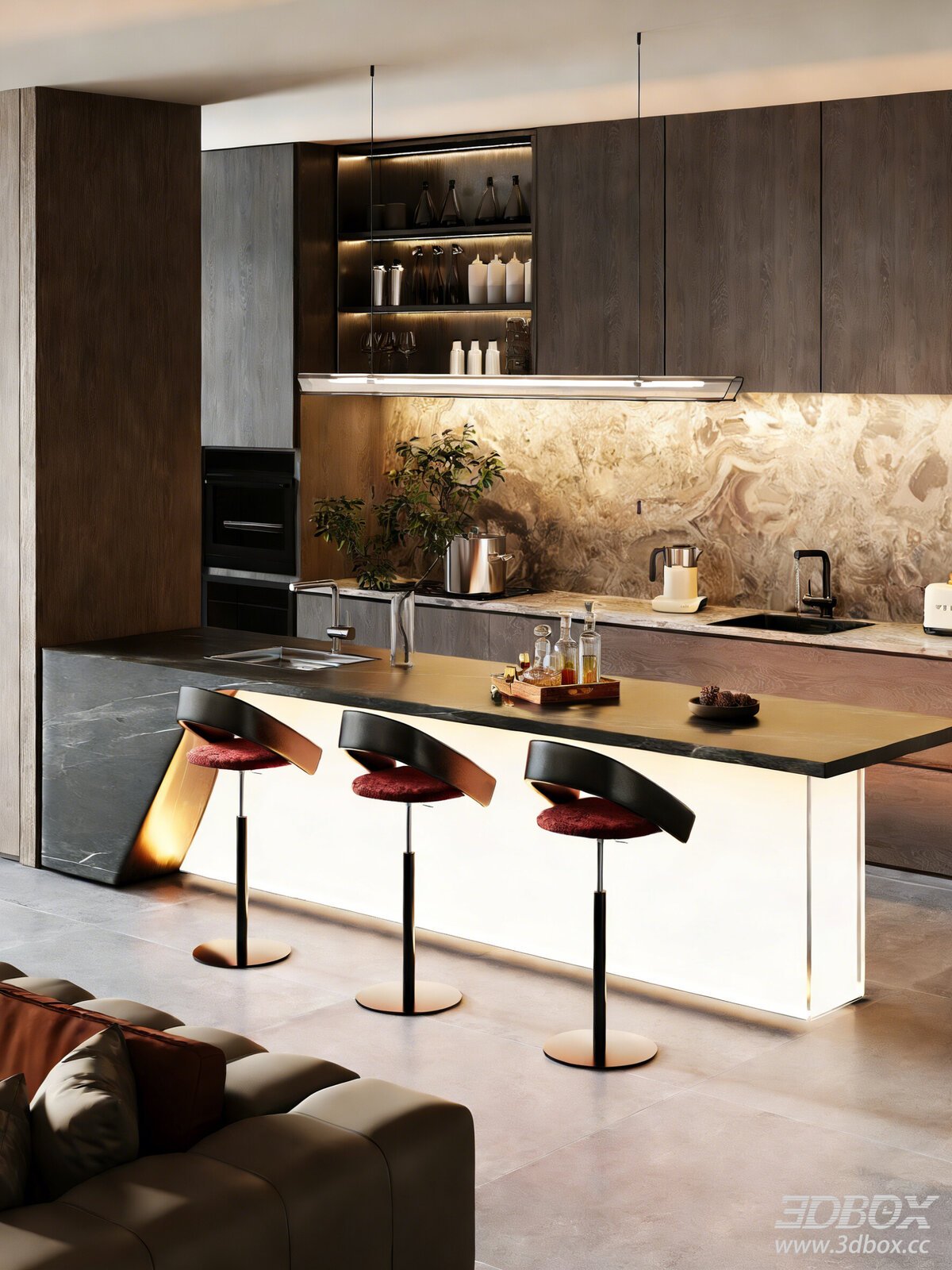 Modern Italian Minimalist Open Kitchen Scene