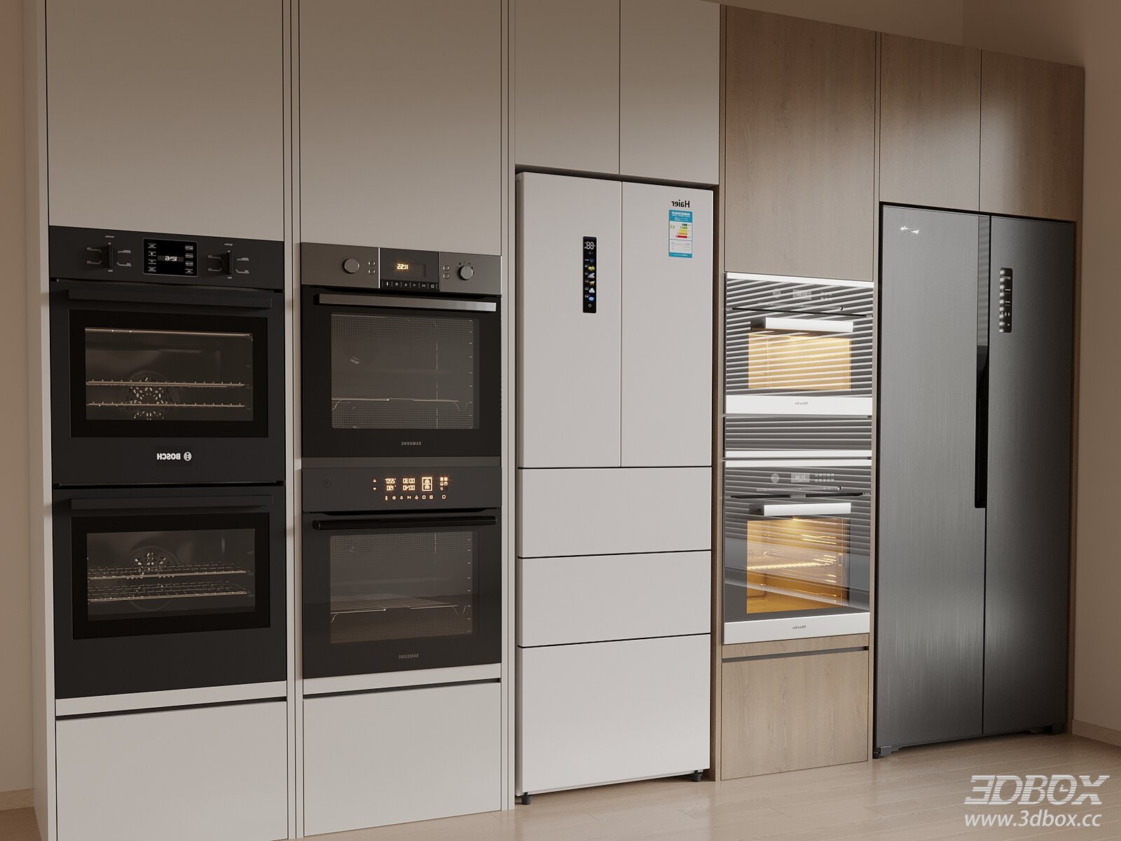 Modern Built-in Refrigerator Oven Steam Oven Kitchen Appliance Set