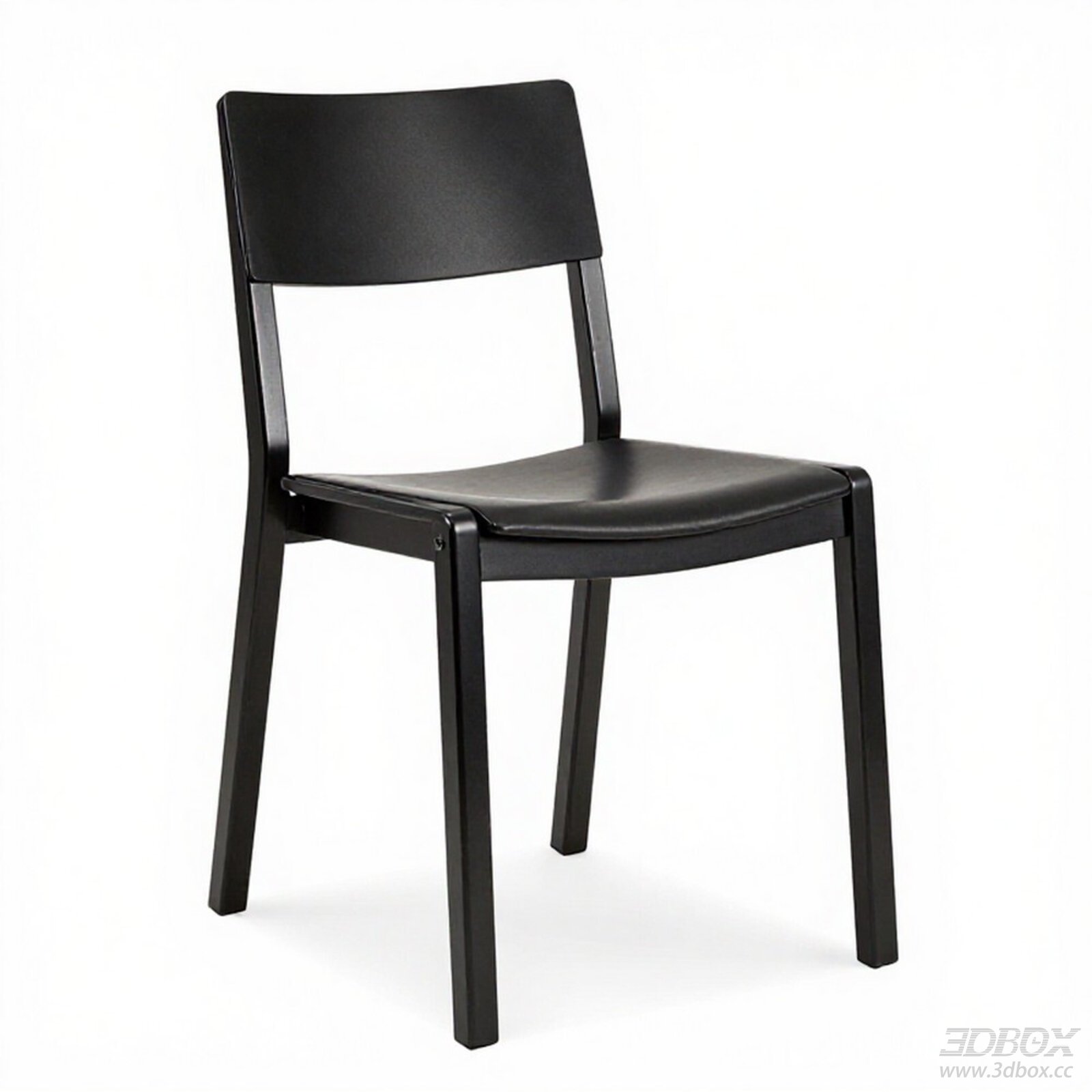 Modern Black Wooden Frame Leather Seat Dining Chair