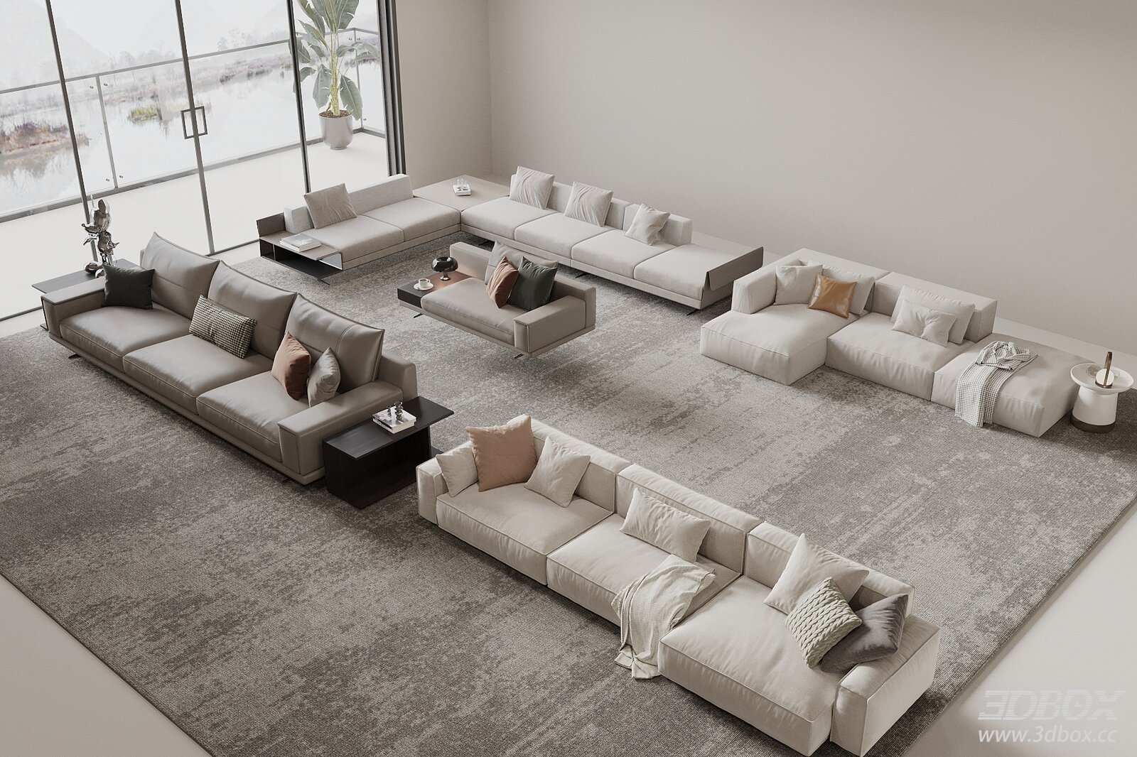 Modern Cream Style L-shaped Sofa Set