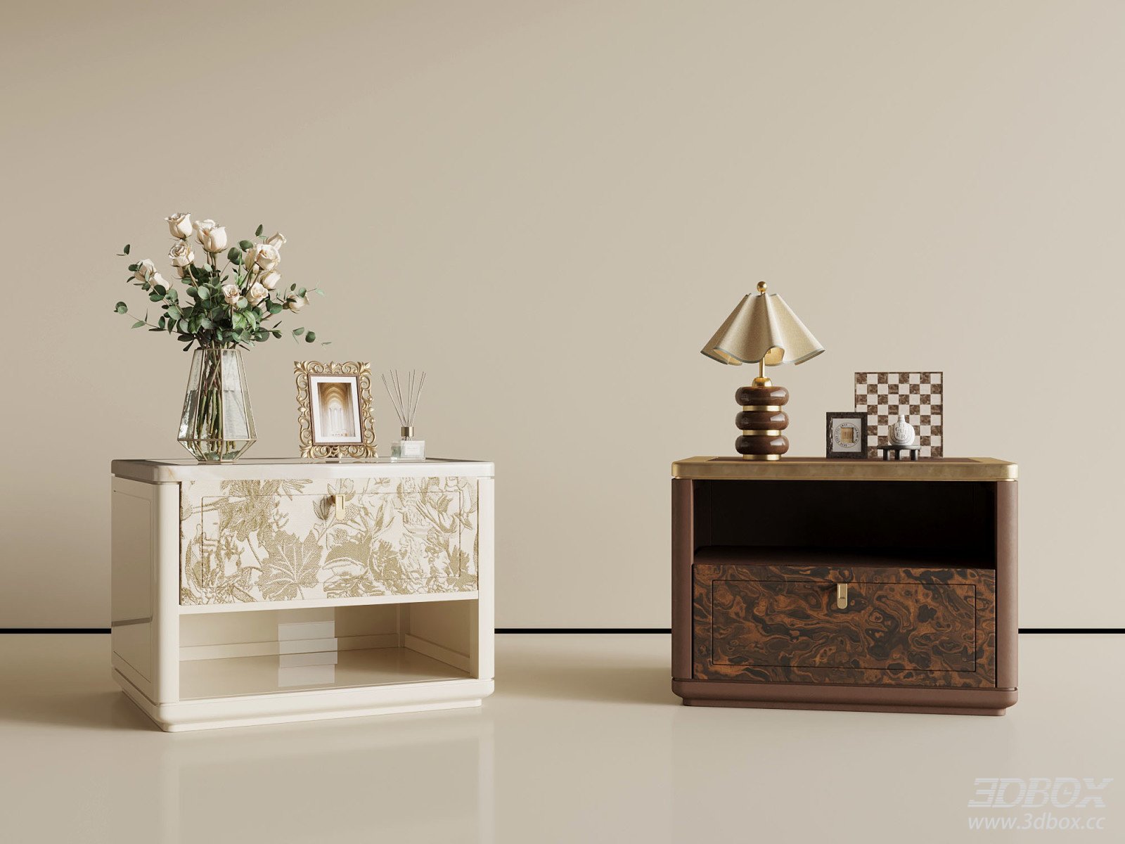 Modern Luxury Nightstand Side Table Set