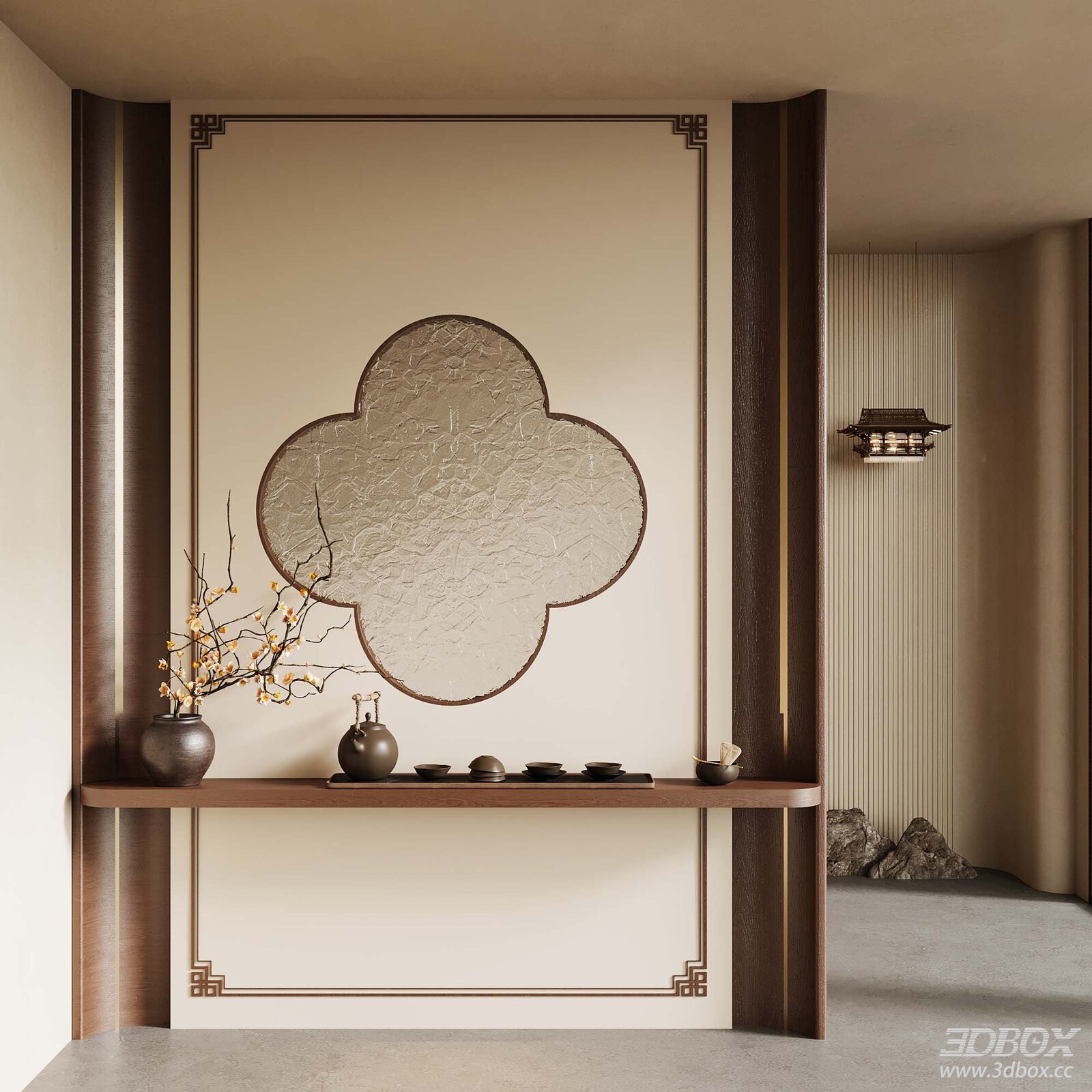 New Chinese Style Entryway Hallway Console Scene