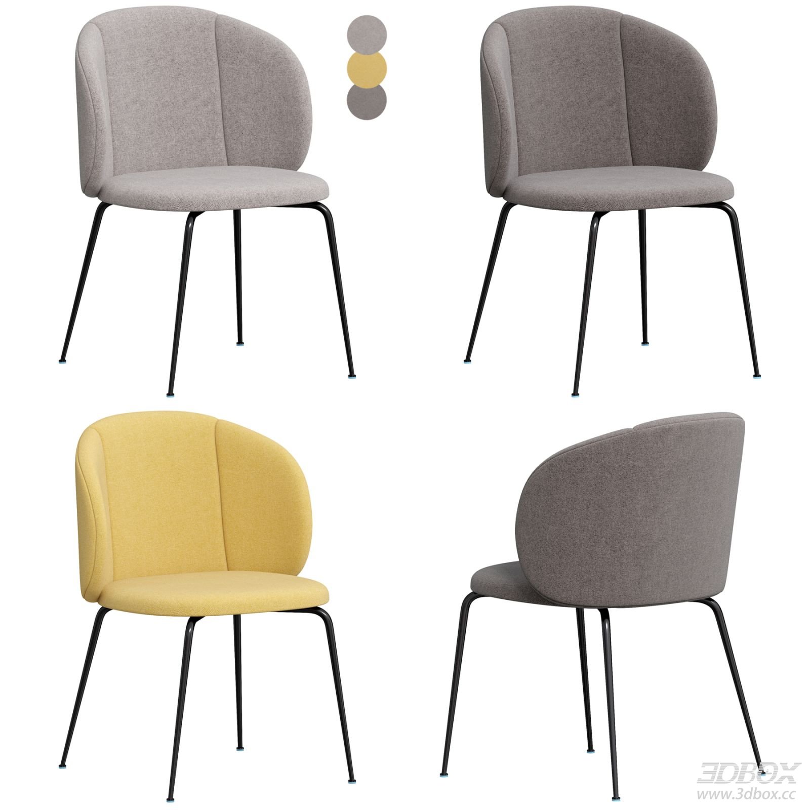 Minna Modern Upholstered Fabric Chair with Metal Legs