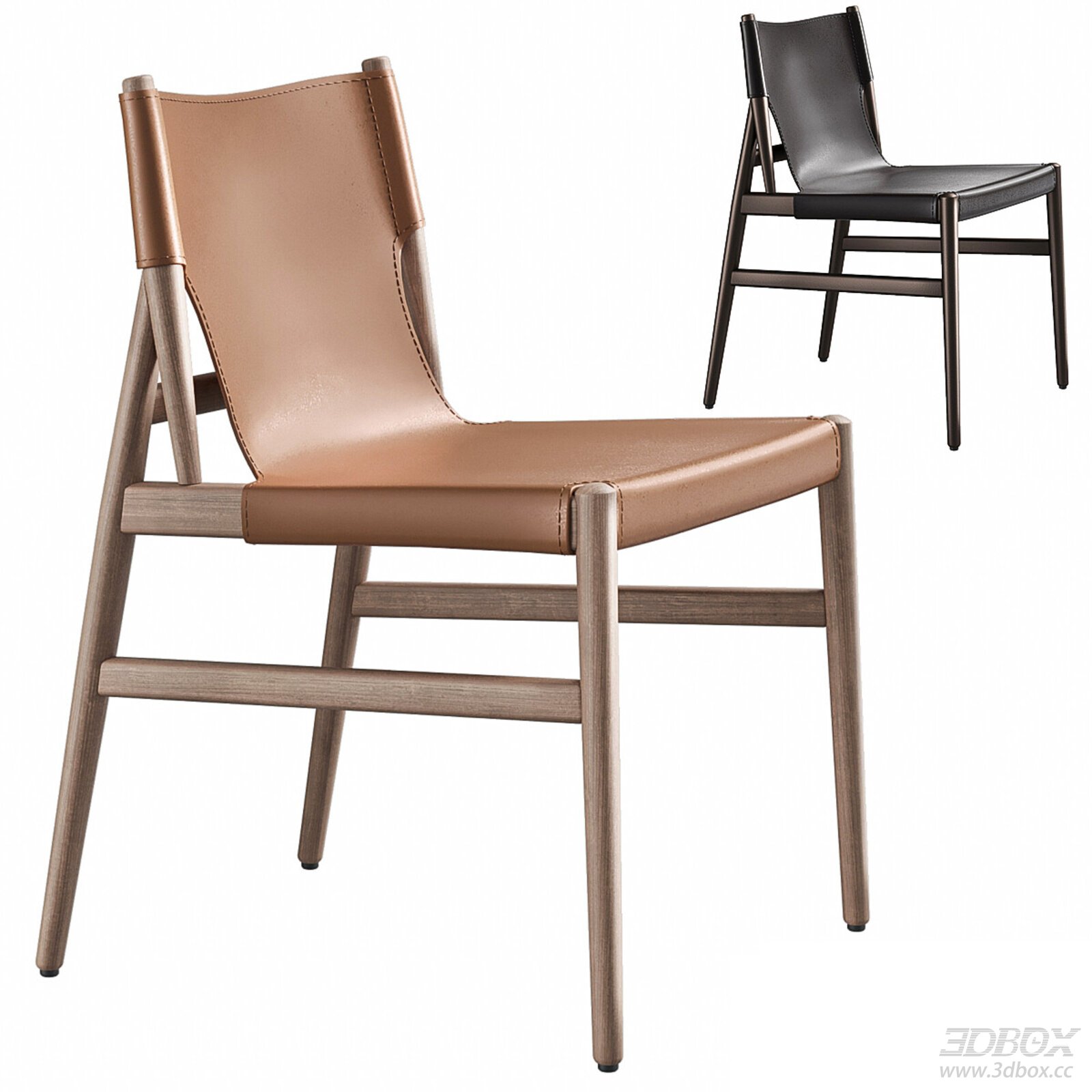 Modern Minimalist Leather Dining Chair with Wooden Frame