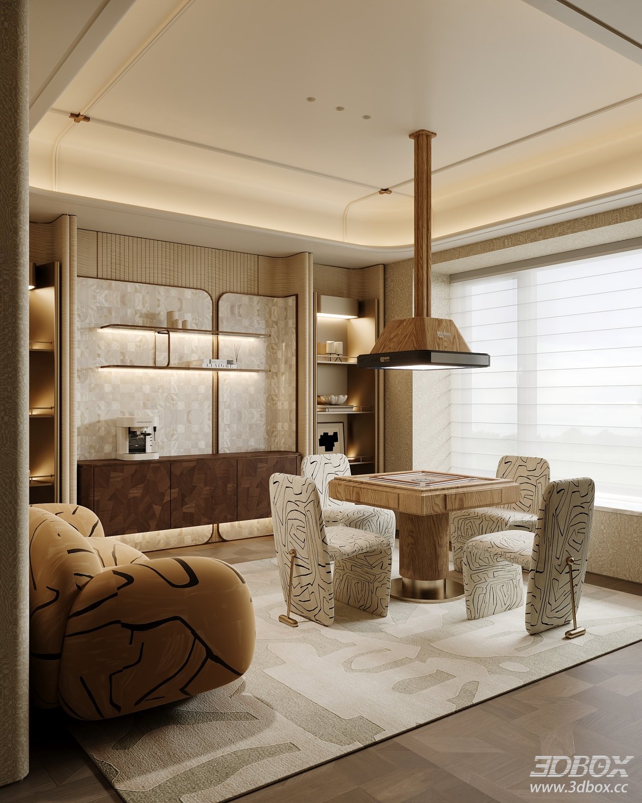 Modern Luxury Entertainment Room With Mahjong Table