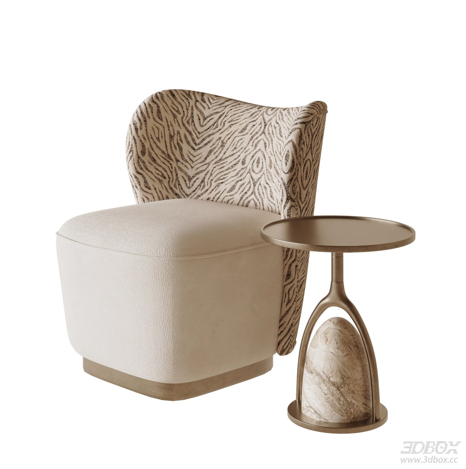 Modern Light Luxury Armchair with Side Table