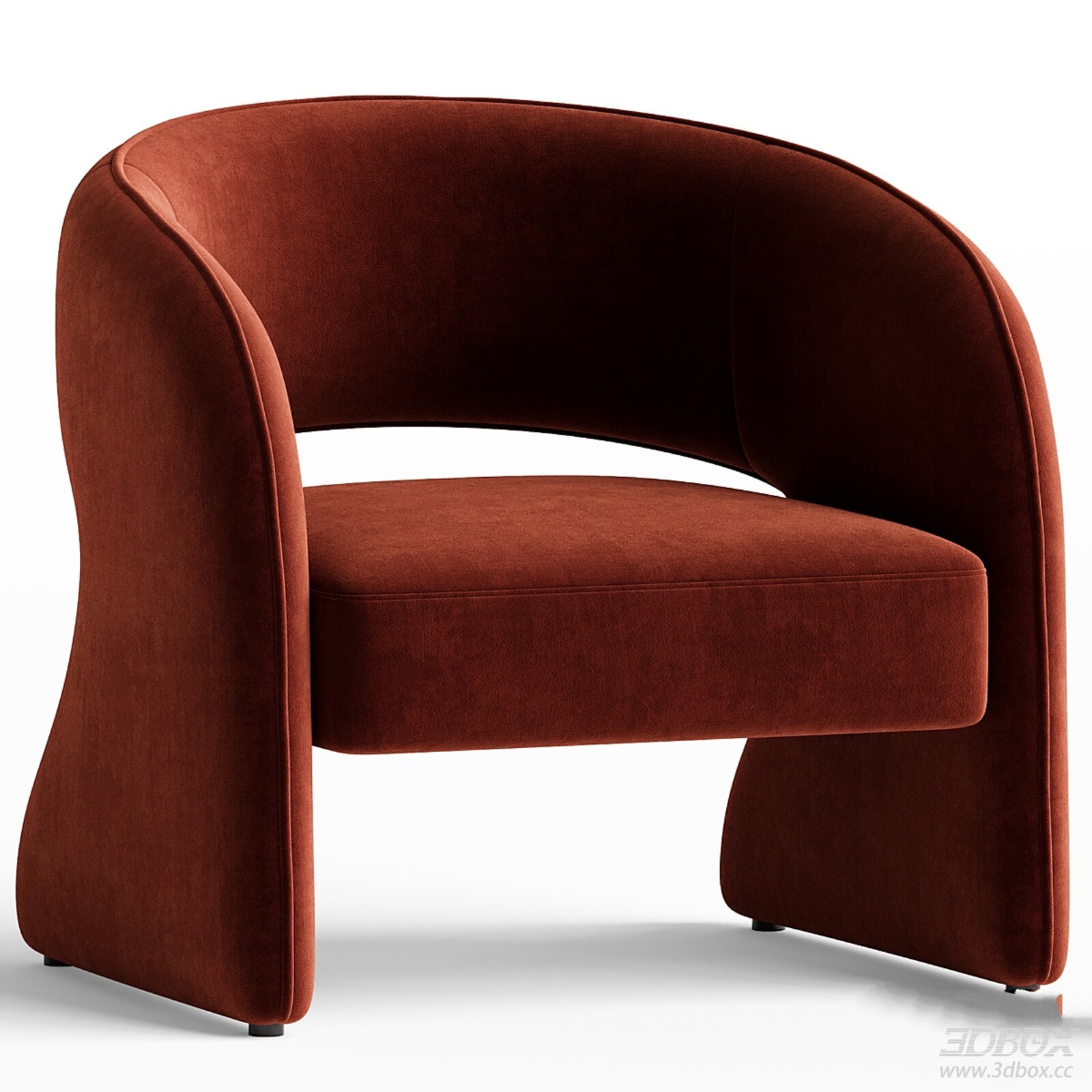 Modern Curved Velvet Upholstered Armchair