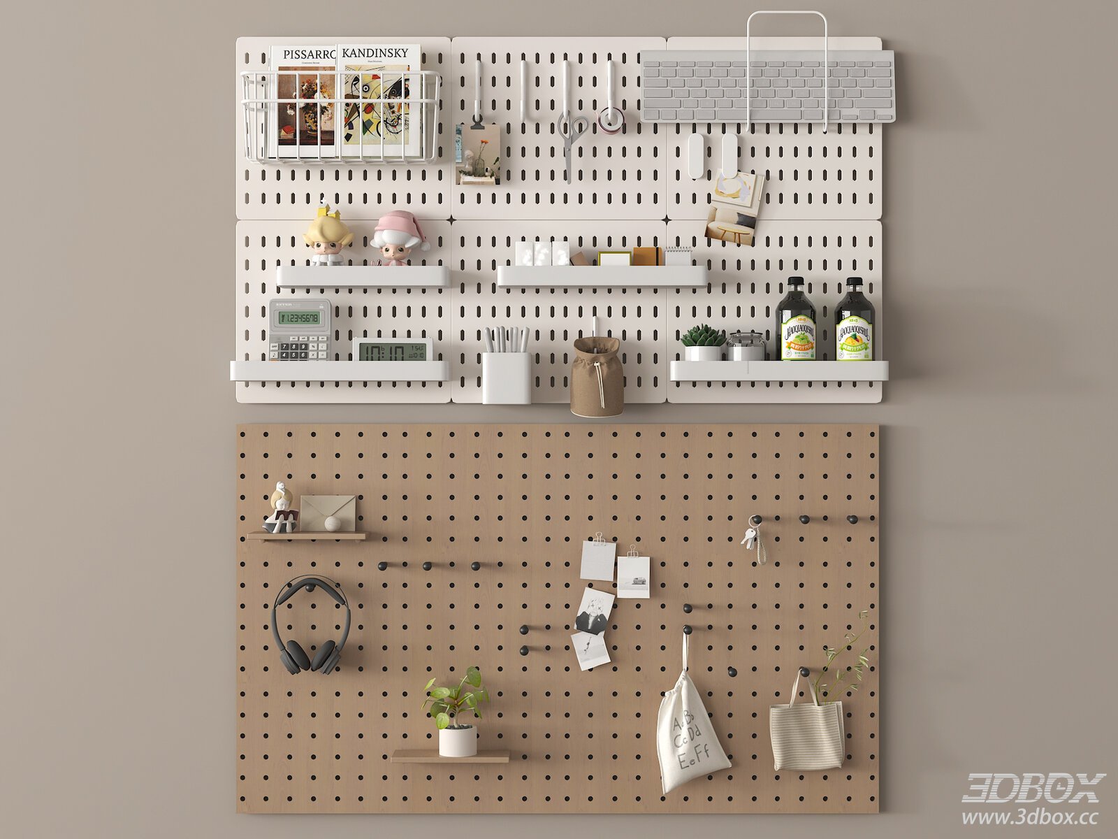 Modern Pegboard Wall Organizer Decor Set