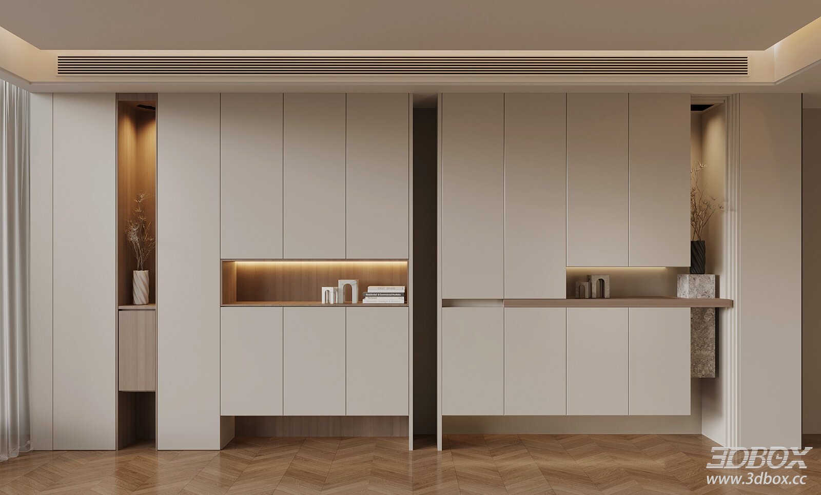 Modern Cream Style Hallway Entry Storage Cabinet