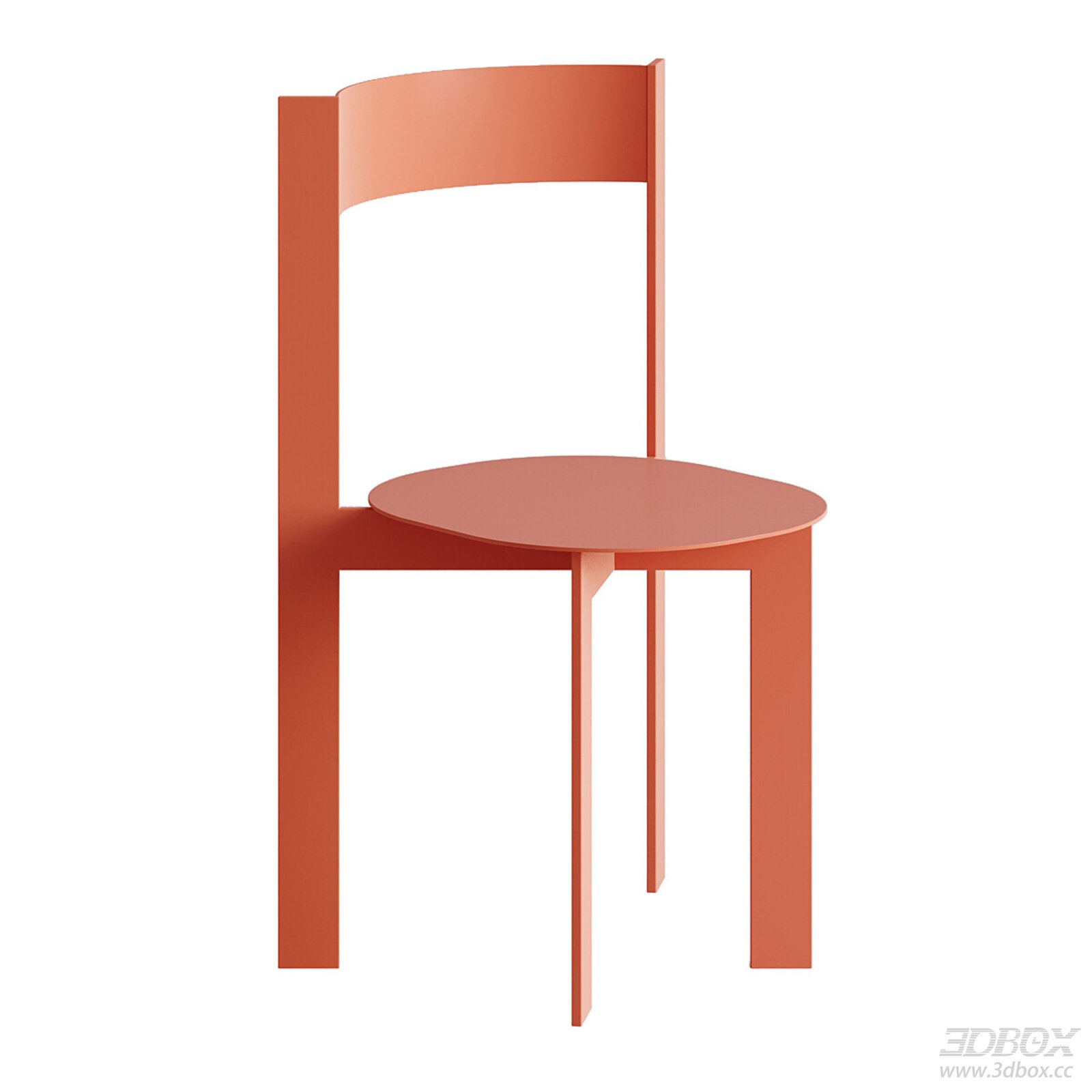 Modern Minimalist Orange Solid Wood Dining Chair