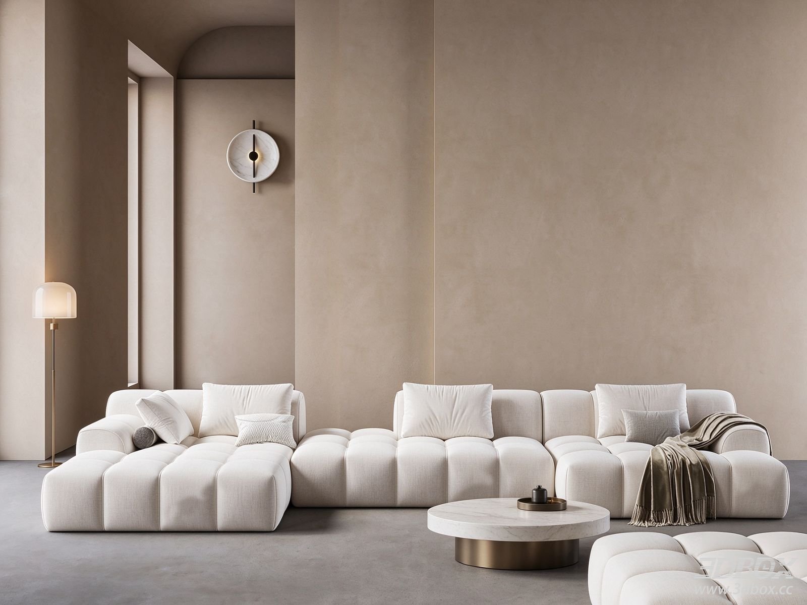 Modern Minimalist Modular Sofa Living Room Scene