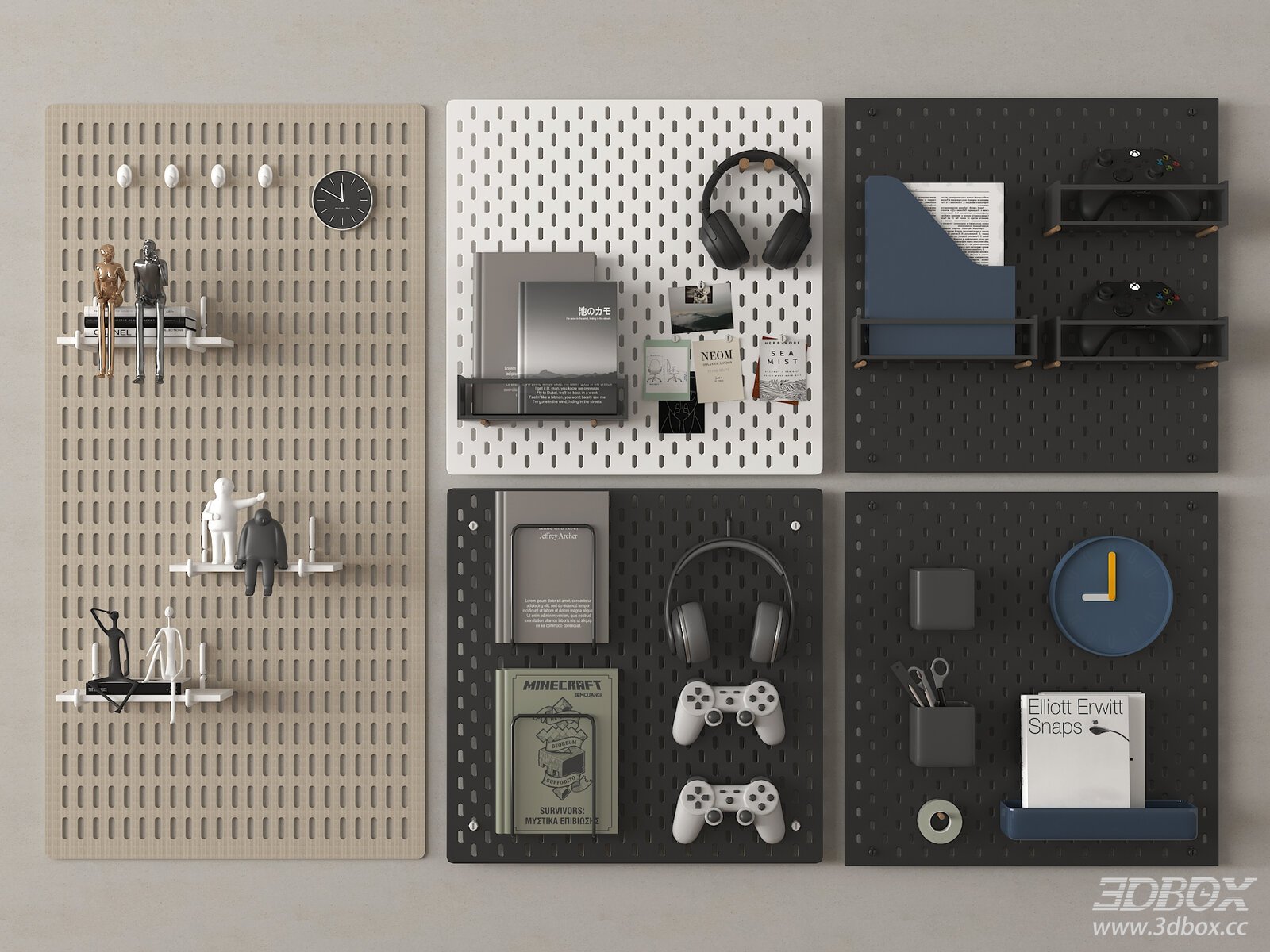 Modern Perforated Wall Pegboard Decor Set