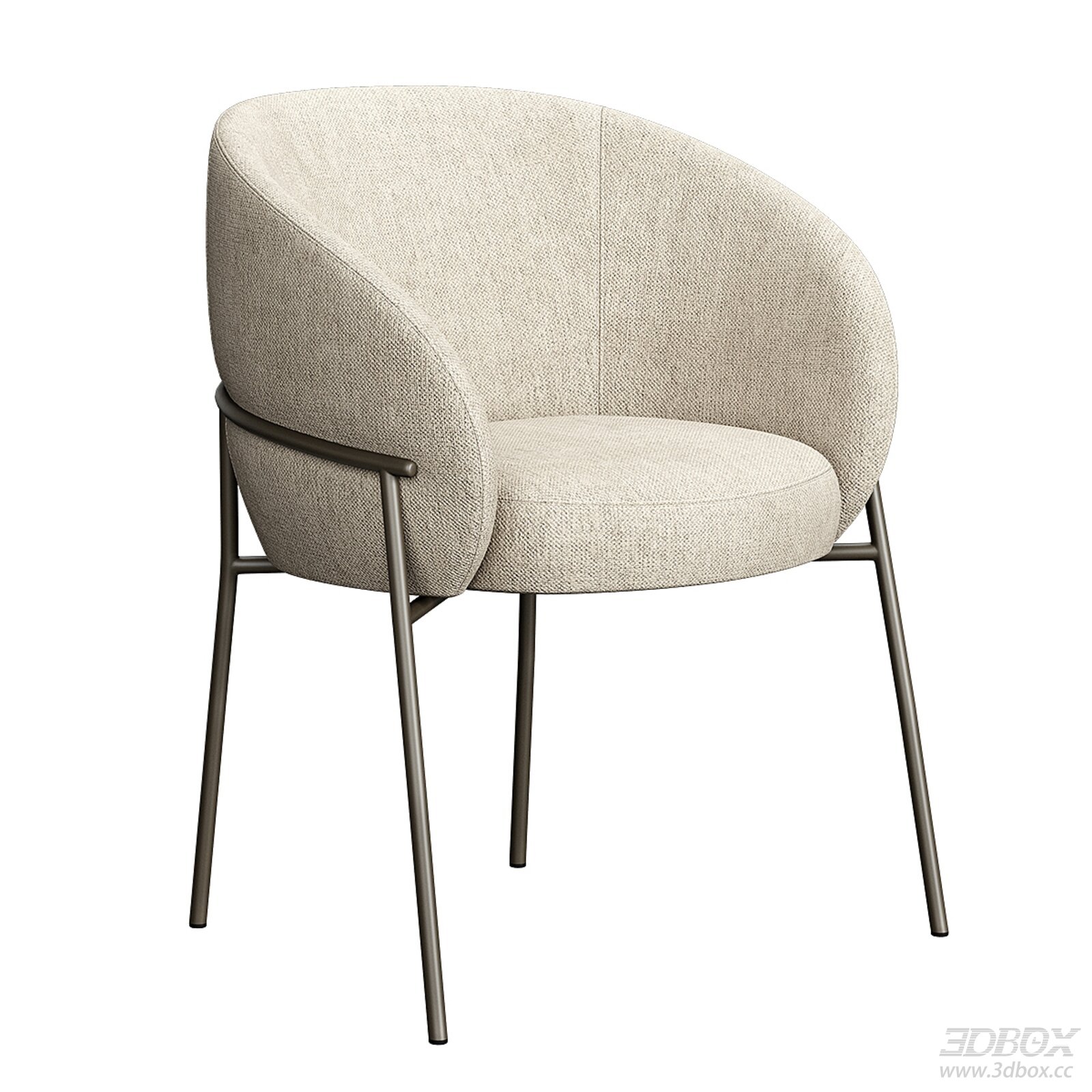 Modern Fabric Upholstered Dining Chair with Metal Legs