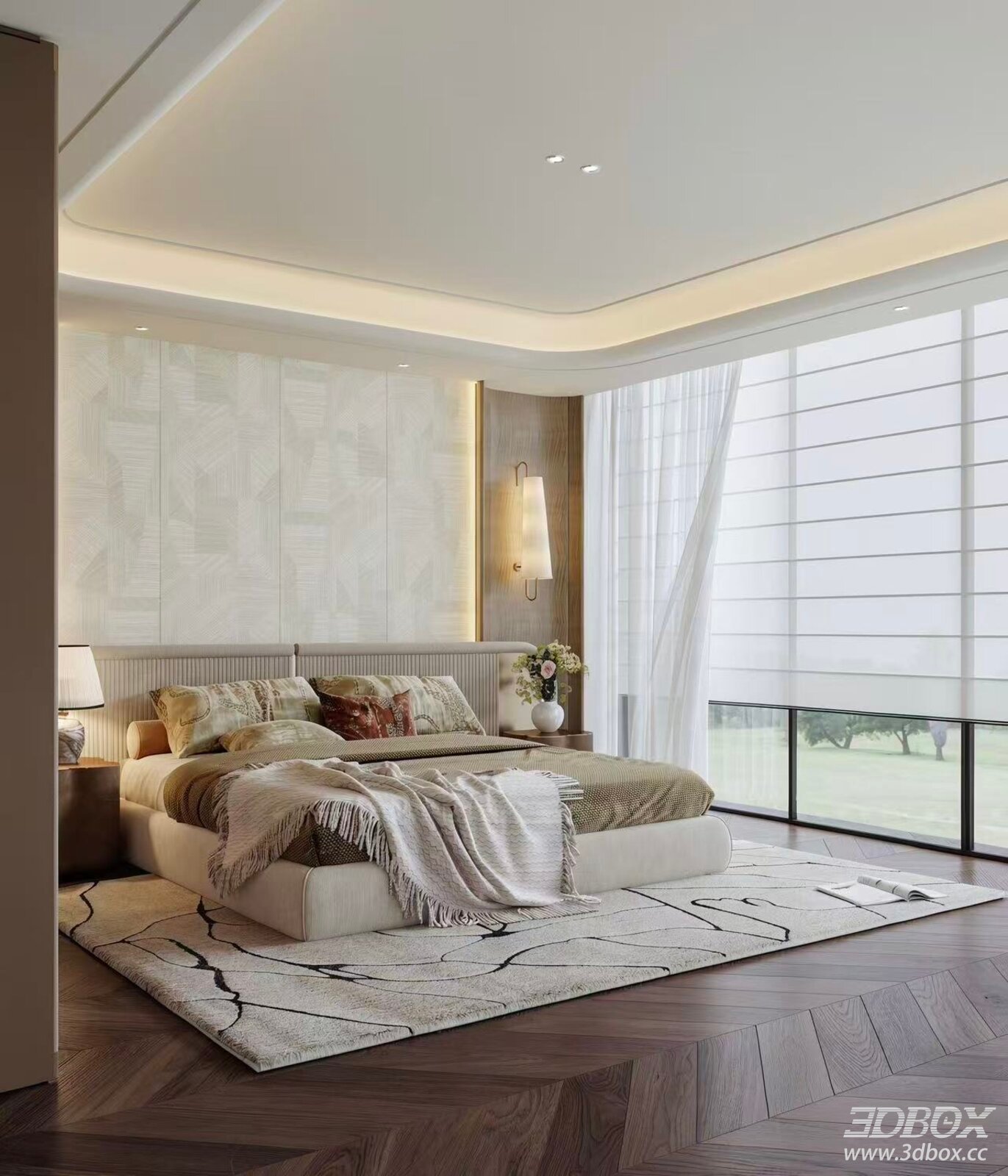 Modern Luxury Master Bedroom Interior Scene