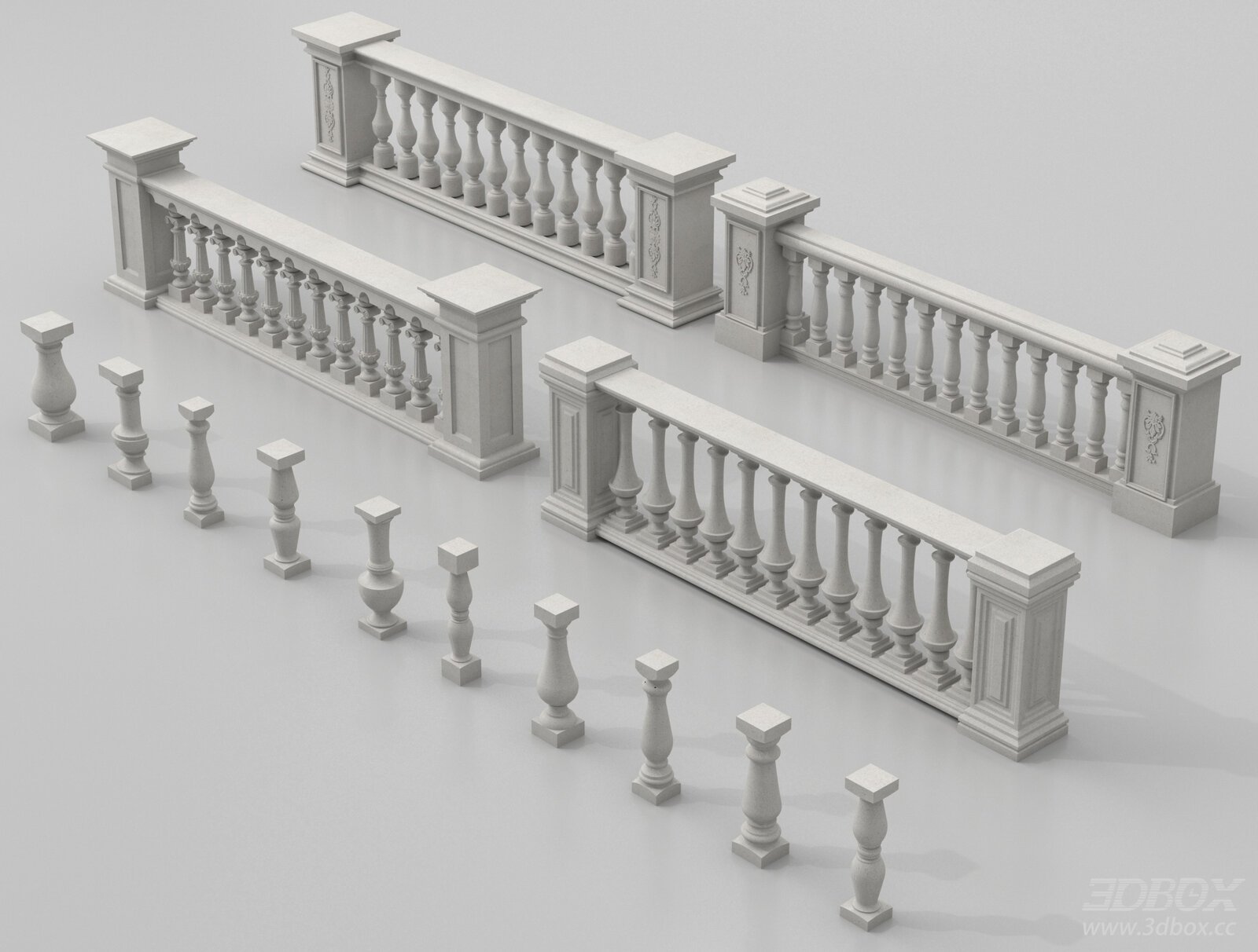 Classic European Stone Balustrade Railing Set