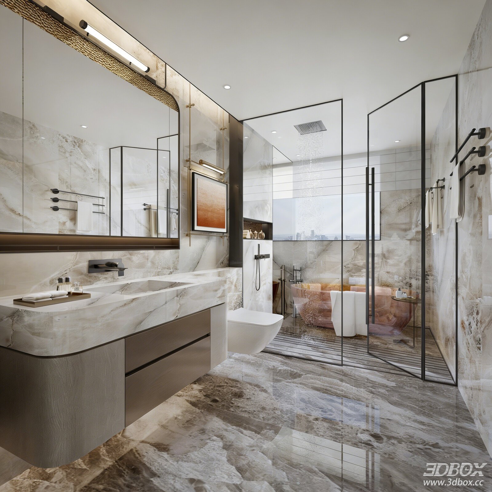 Modern Luxury Marble Bathroom Scene
