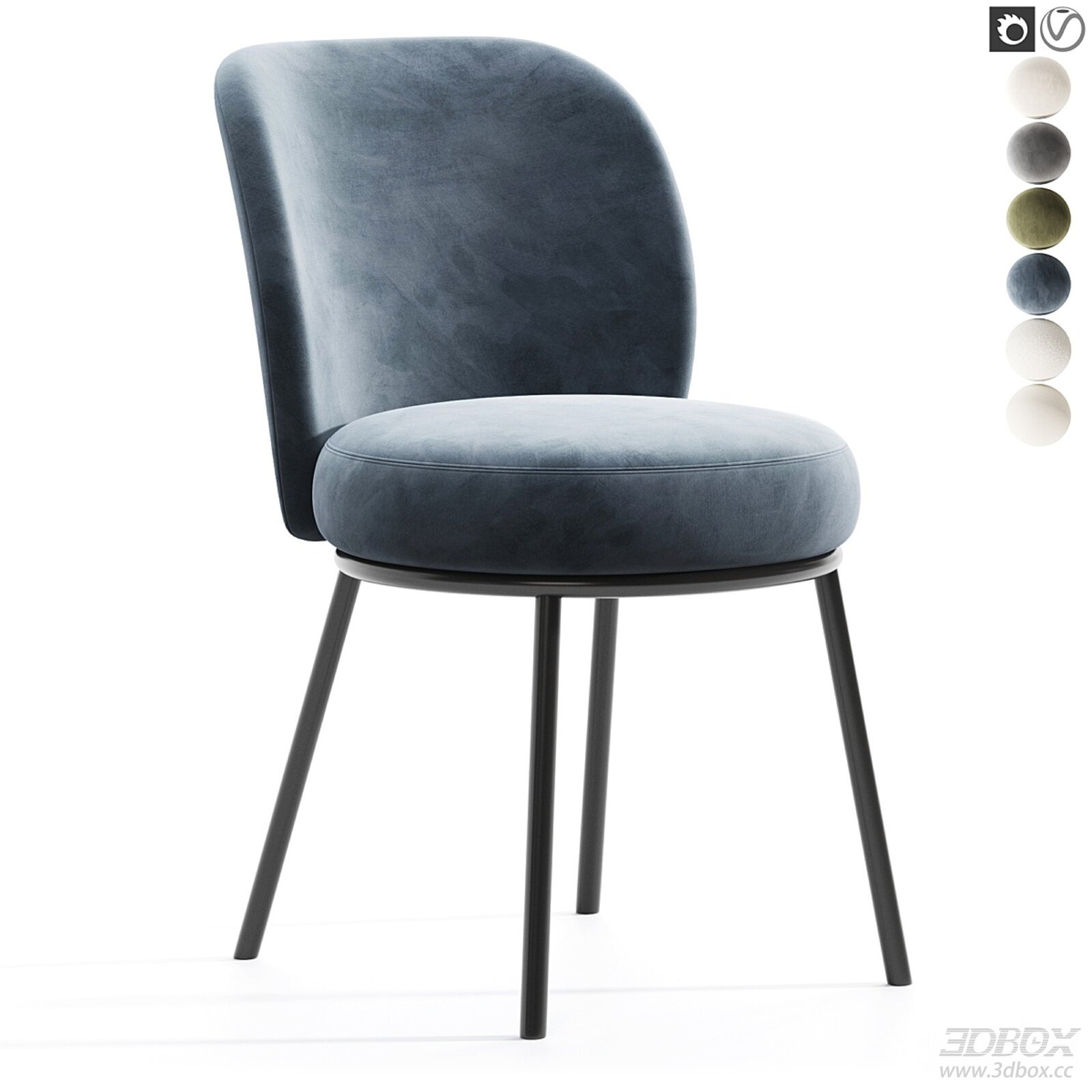 Modern Upholstered Velvet Dining Chair with Metal Legs