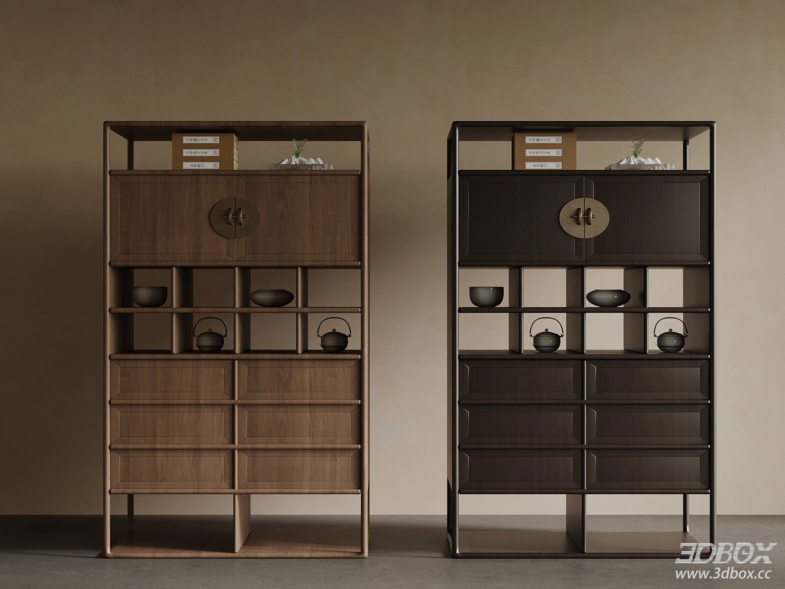New Chinese Style Wooden Display Cabinet Tea Storage Shelf