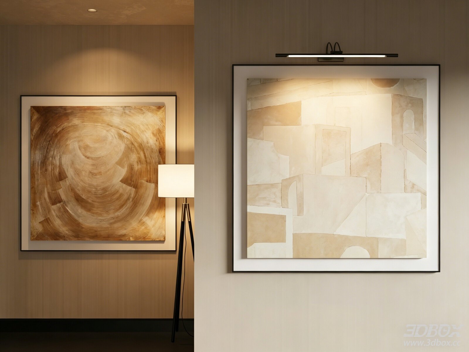 Modern Minimalist Abstract Beige Wall Art Set