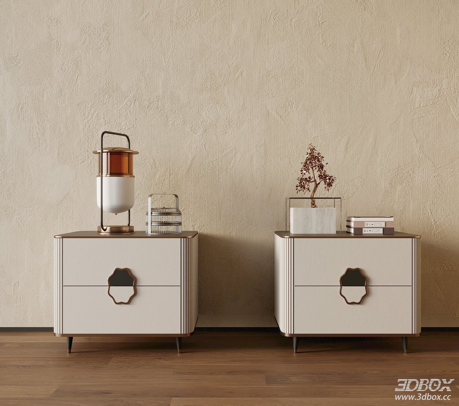 New Chinese Style Luxury Bedside Side Table Set