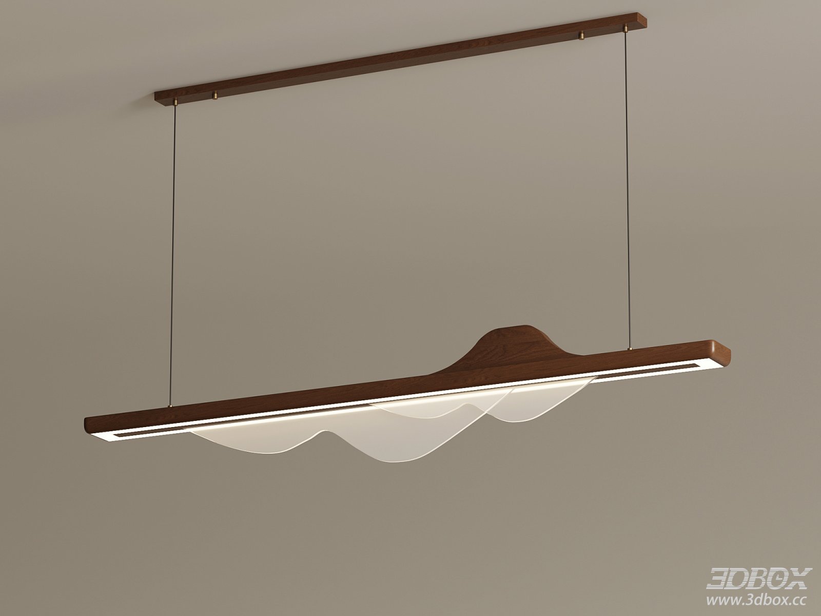 Modern Chinese Style Long Wooden Pendant Ceiling Lamp