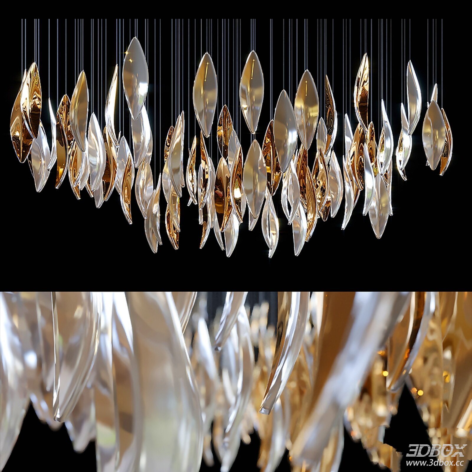 Modern Luxury Metallic Leaf Shaped Ceiling Chandelier