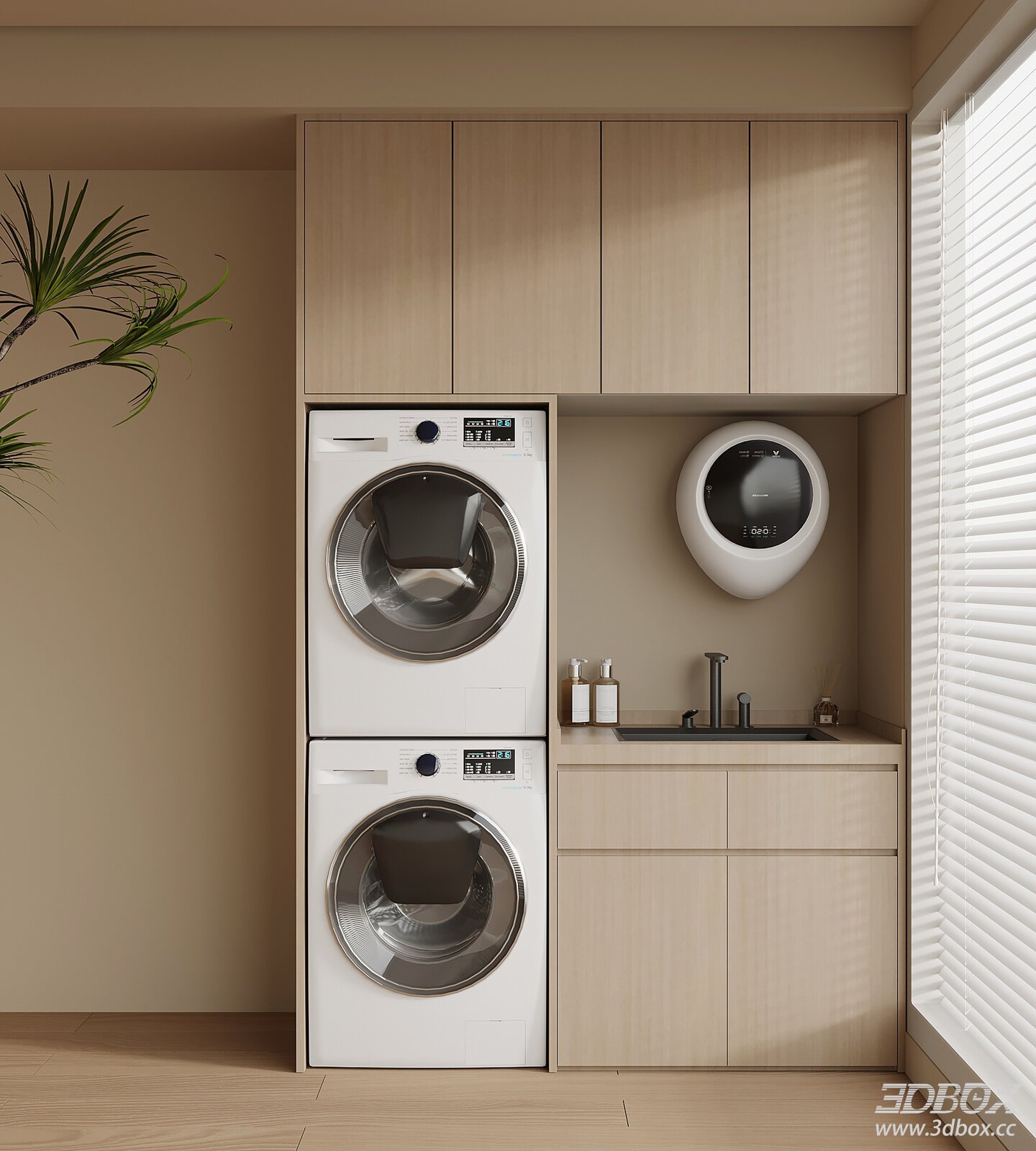 Modern Italian Style Balcony Laundry Cabinet Set