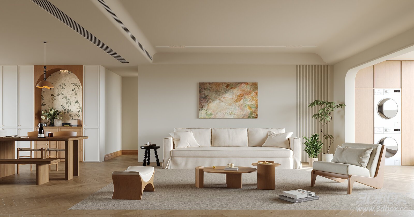 Mid Century Modern Living and Dining Room Interior