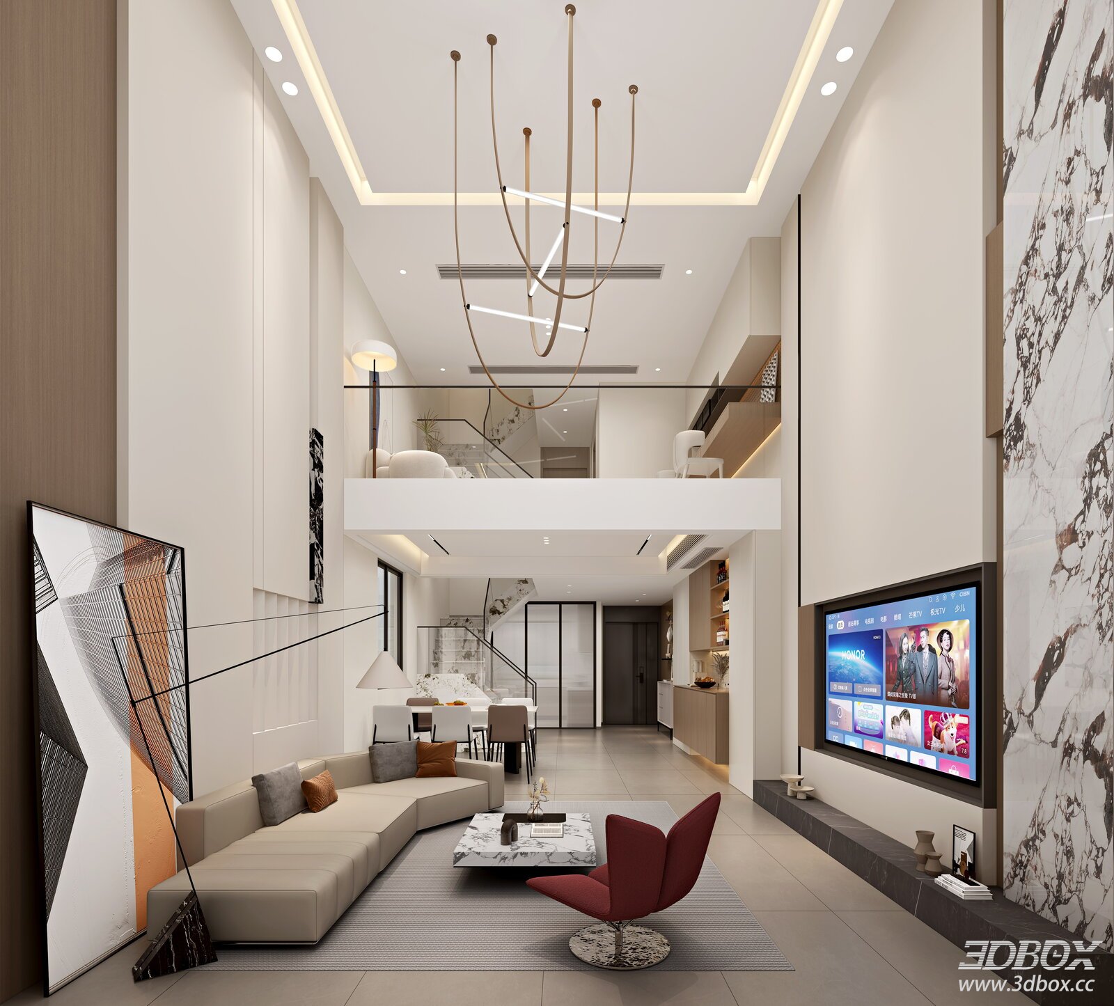Modern Luxury Duplex High Ceiling Living Room Interior