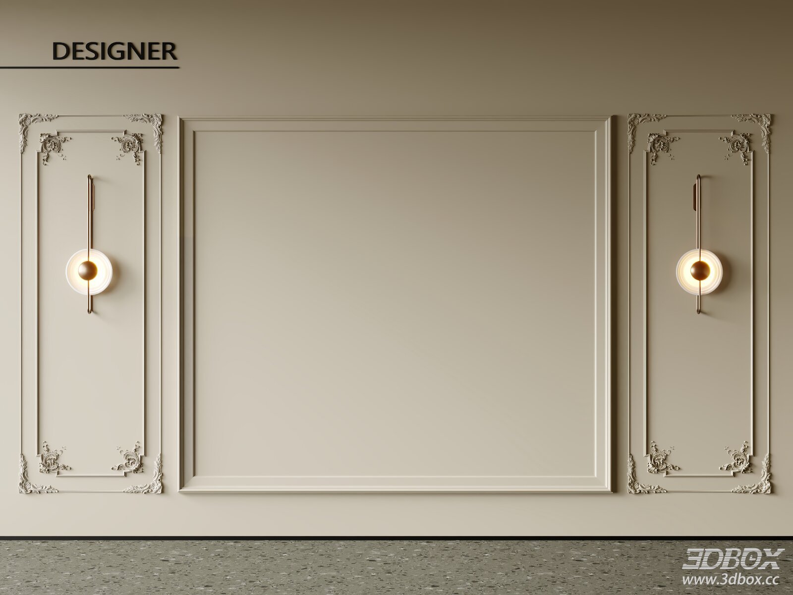 French Style Decorative Plaster Wall Panel with Wall Sconces