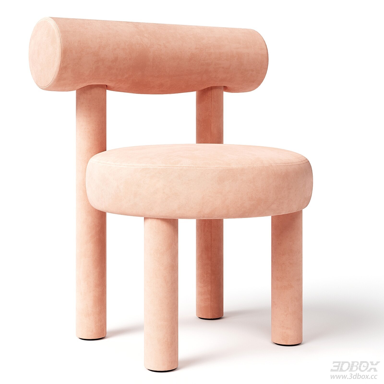 Modern Pink Suede Upholstered Minimalist Chair
