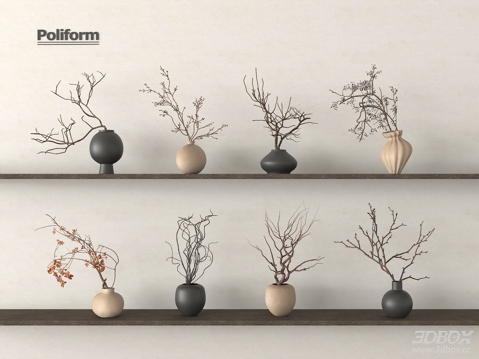 Wabi Sabi Dried Branches Vase Decor Set