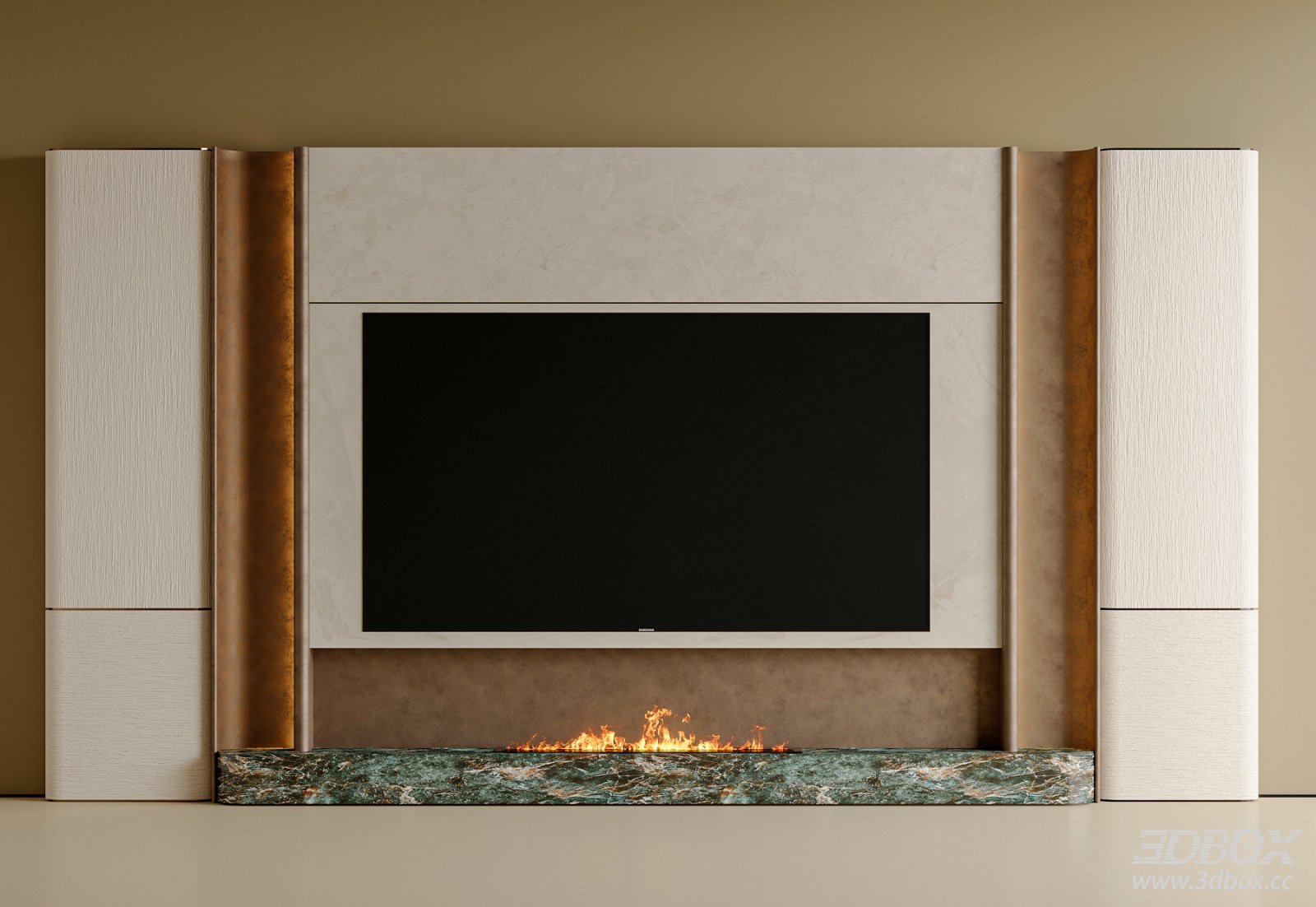 Modern Luxury TV Wall with Electric Fireplace