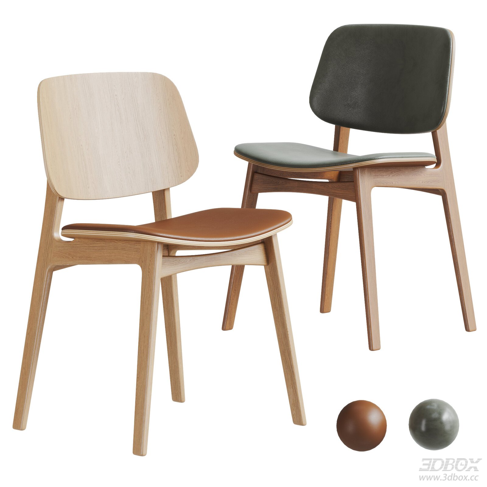 Nordic Style Wooden Dining Chair Set with Leather Upholstery