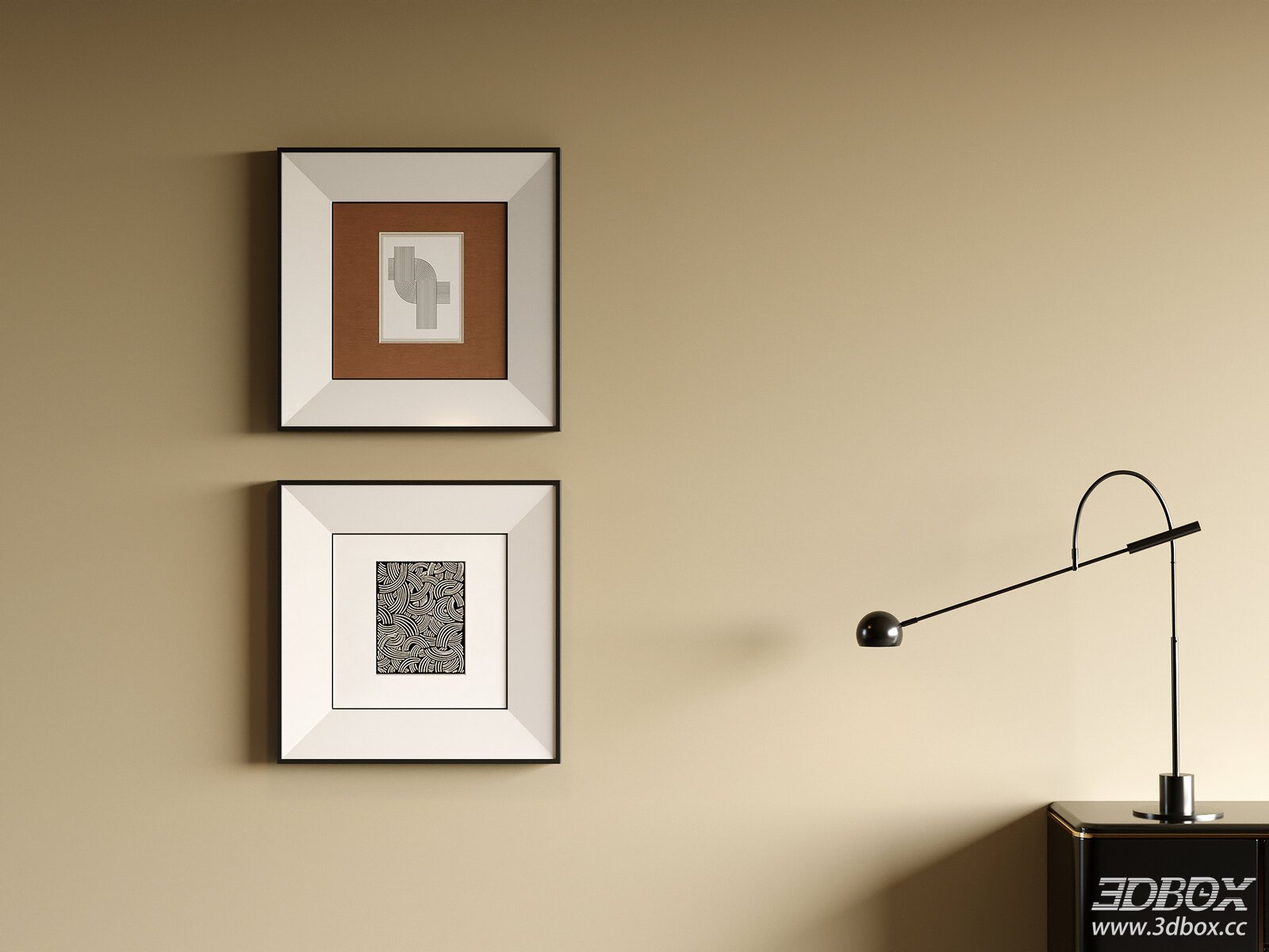 Minimalist Abstract Geometric Framed Wall Art Set