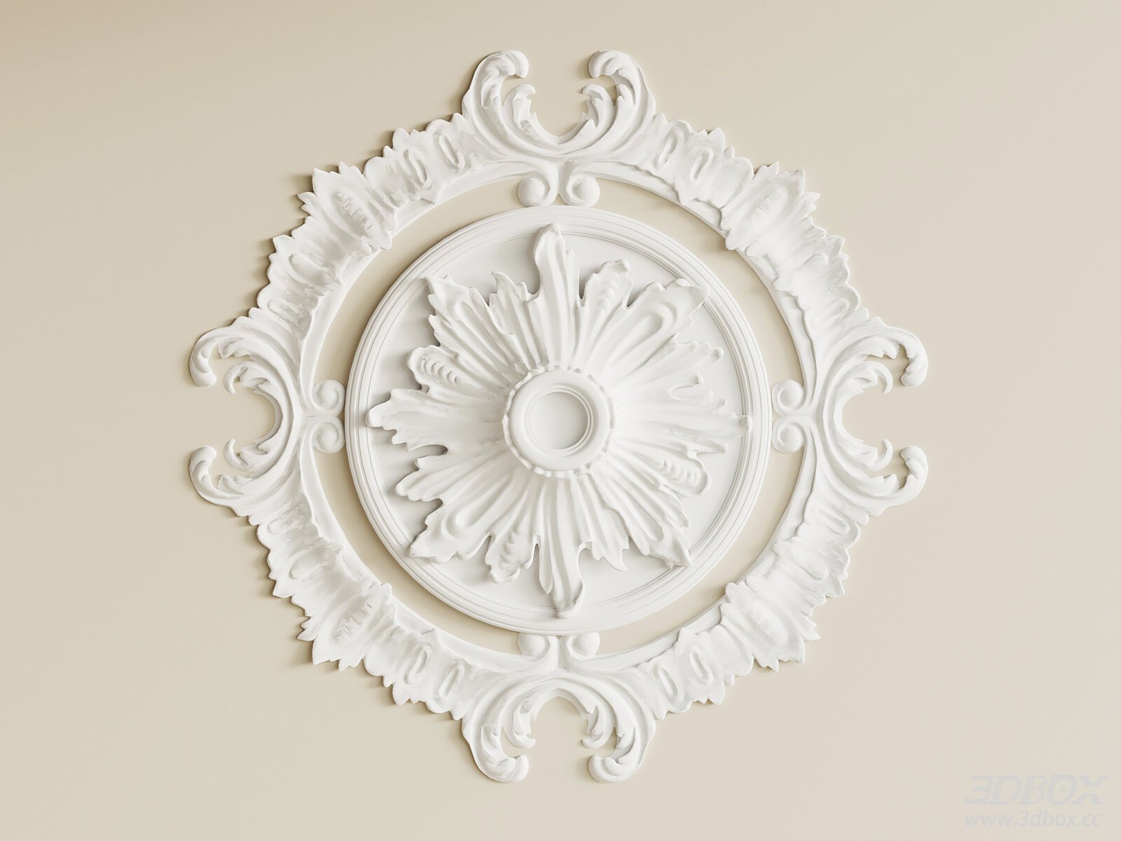 French Vintage Plaster Ceiling Rosette Ornament