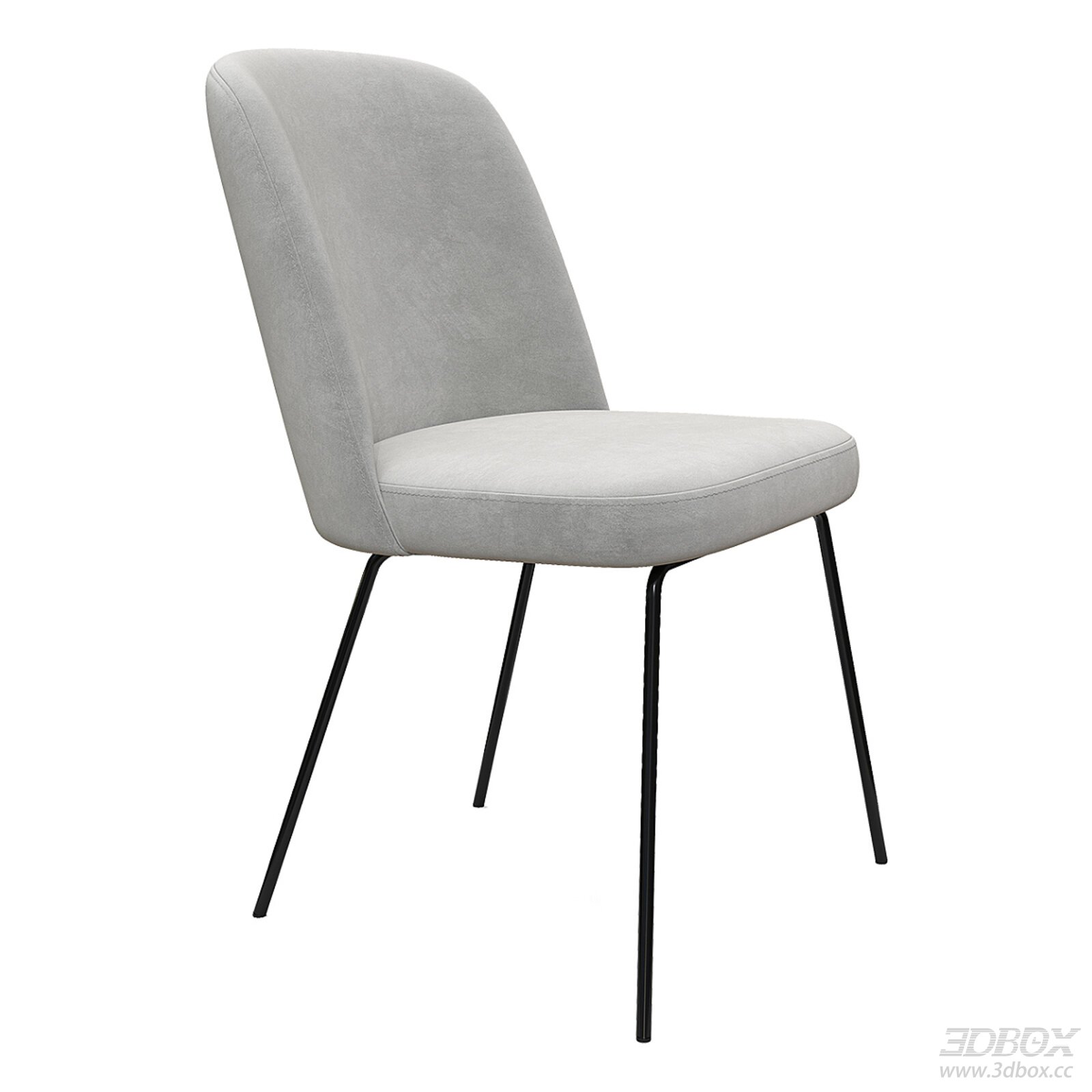 Modern Minimalist Light Gray Velvet Dining Chair with Metal Legs