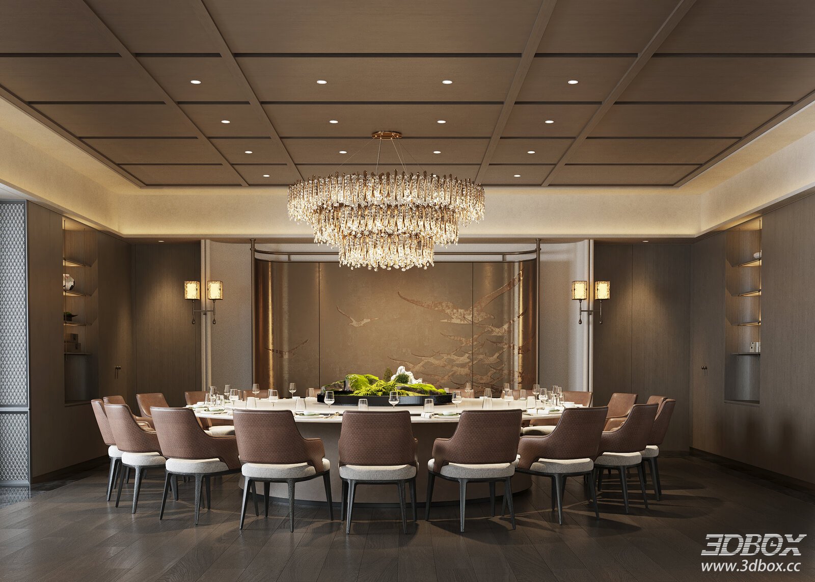 New Chinese Style Luxury Private Dining Room Restaurant Scene