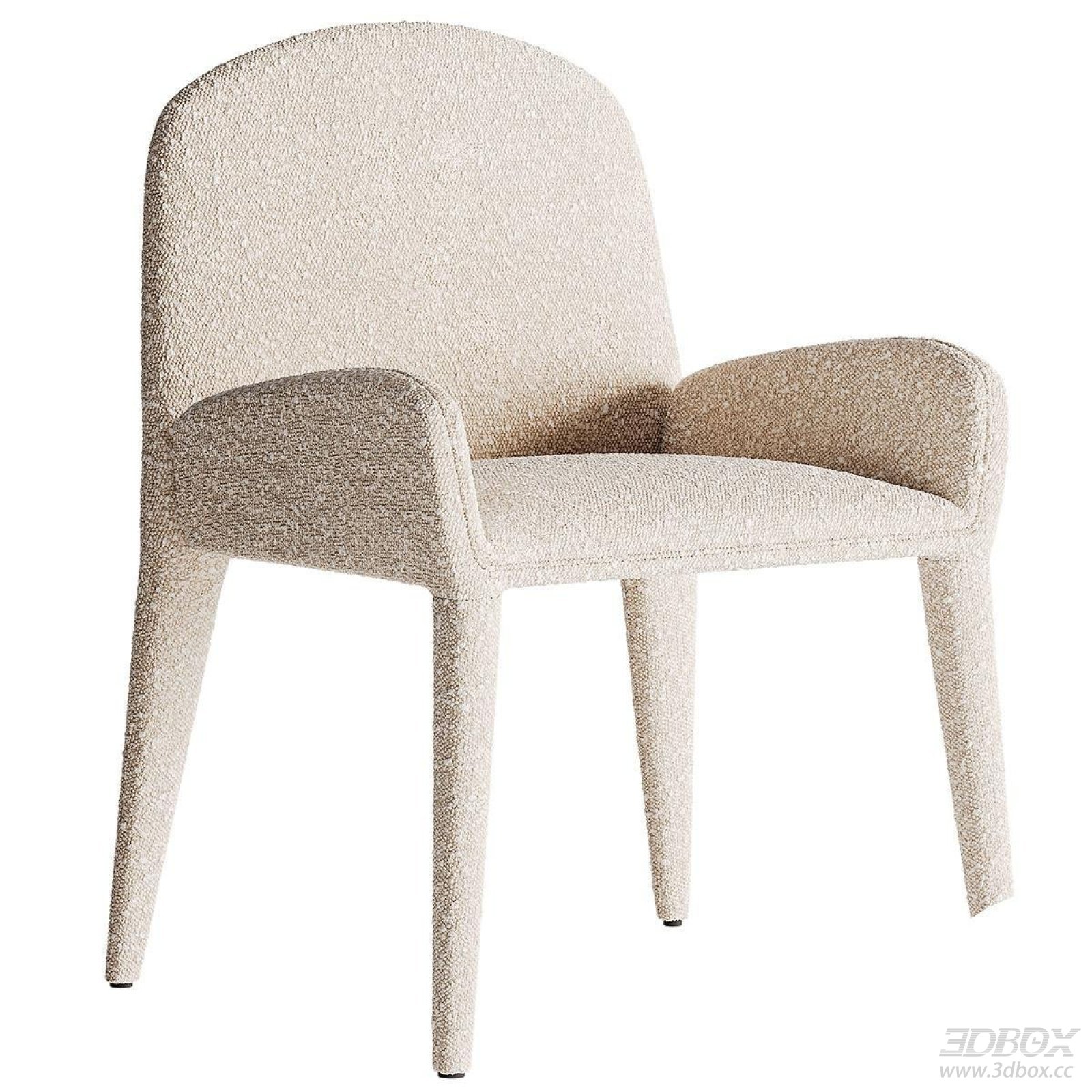 Modern Beige Boucle Fabric Upholstered Dining Armchair