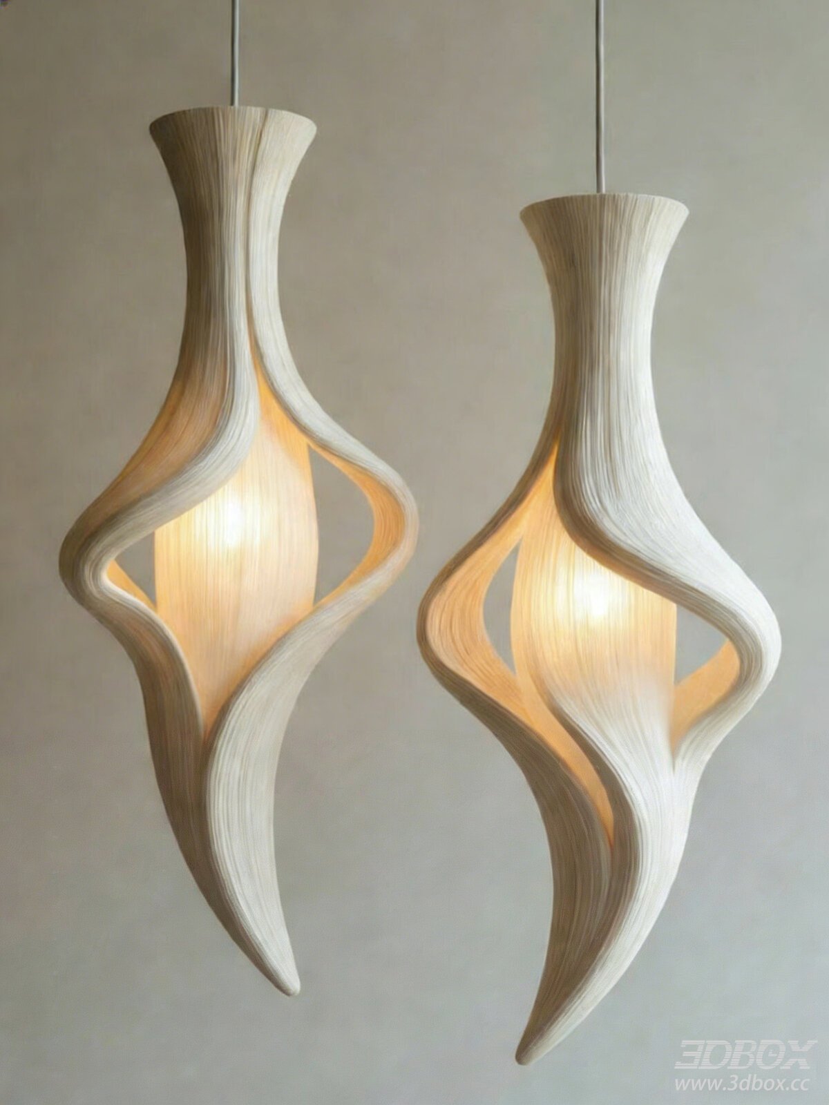 Wabi Sabi Style Curved Wooden Pendant Ceiling Lamp
